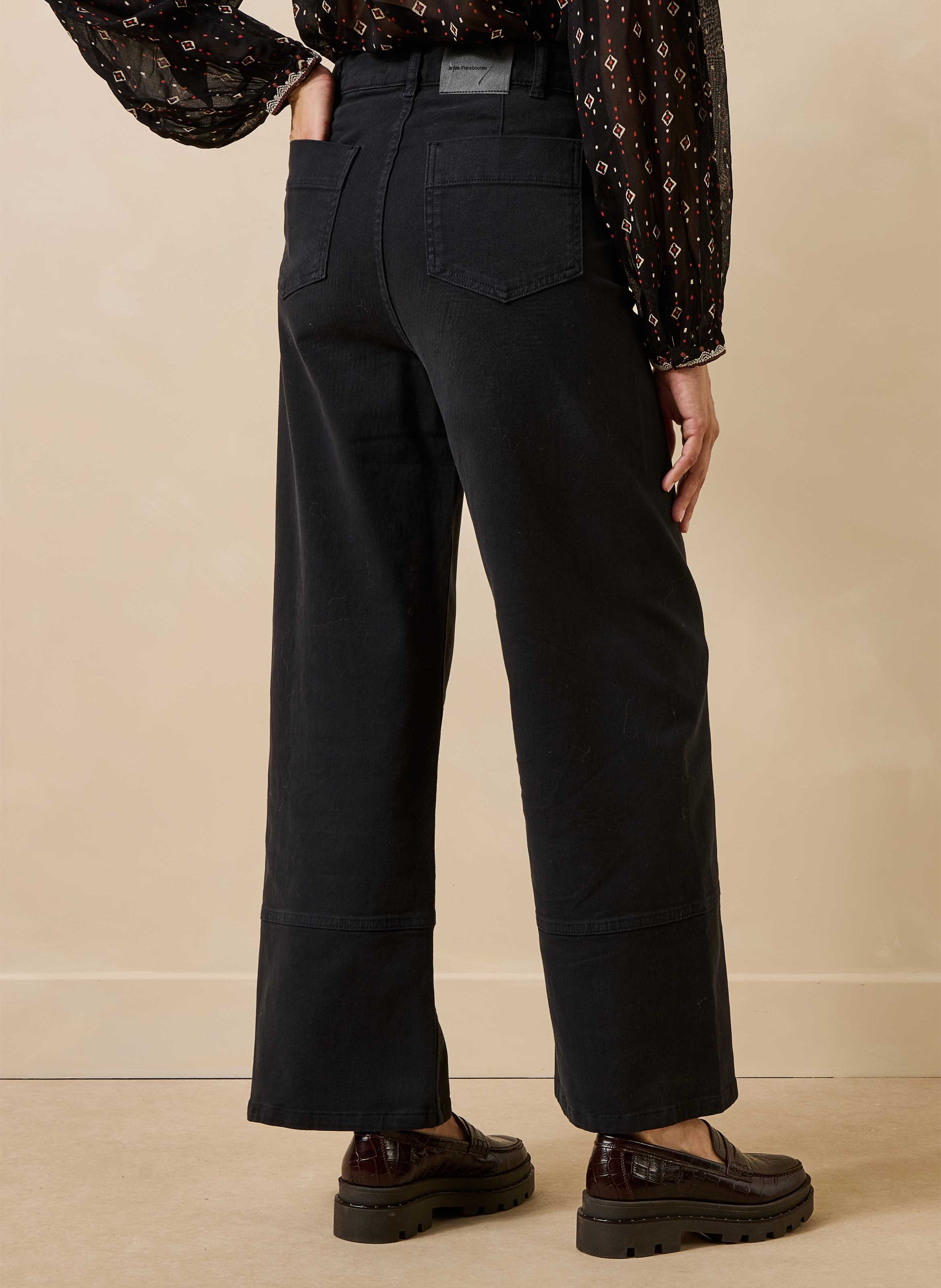 Straight-cut organic cotton high-waisted jeans | Black LA FEE MARABOUTEE Women