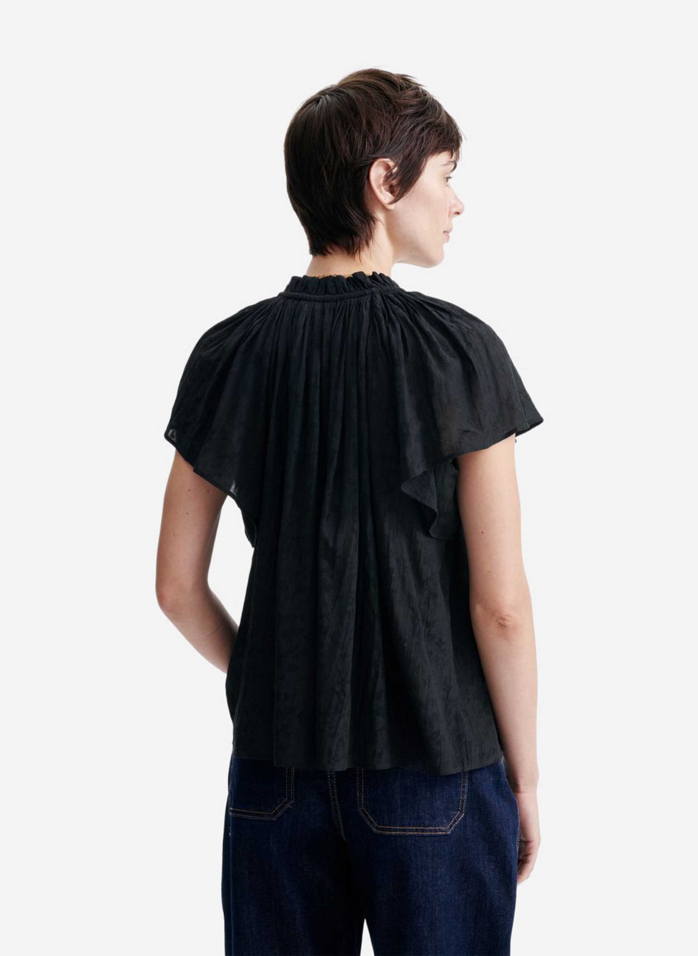 Blouse droite à manches papillon VANESSA BRUNO Noir