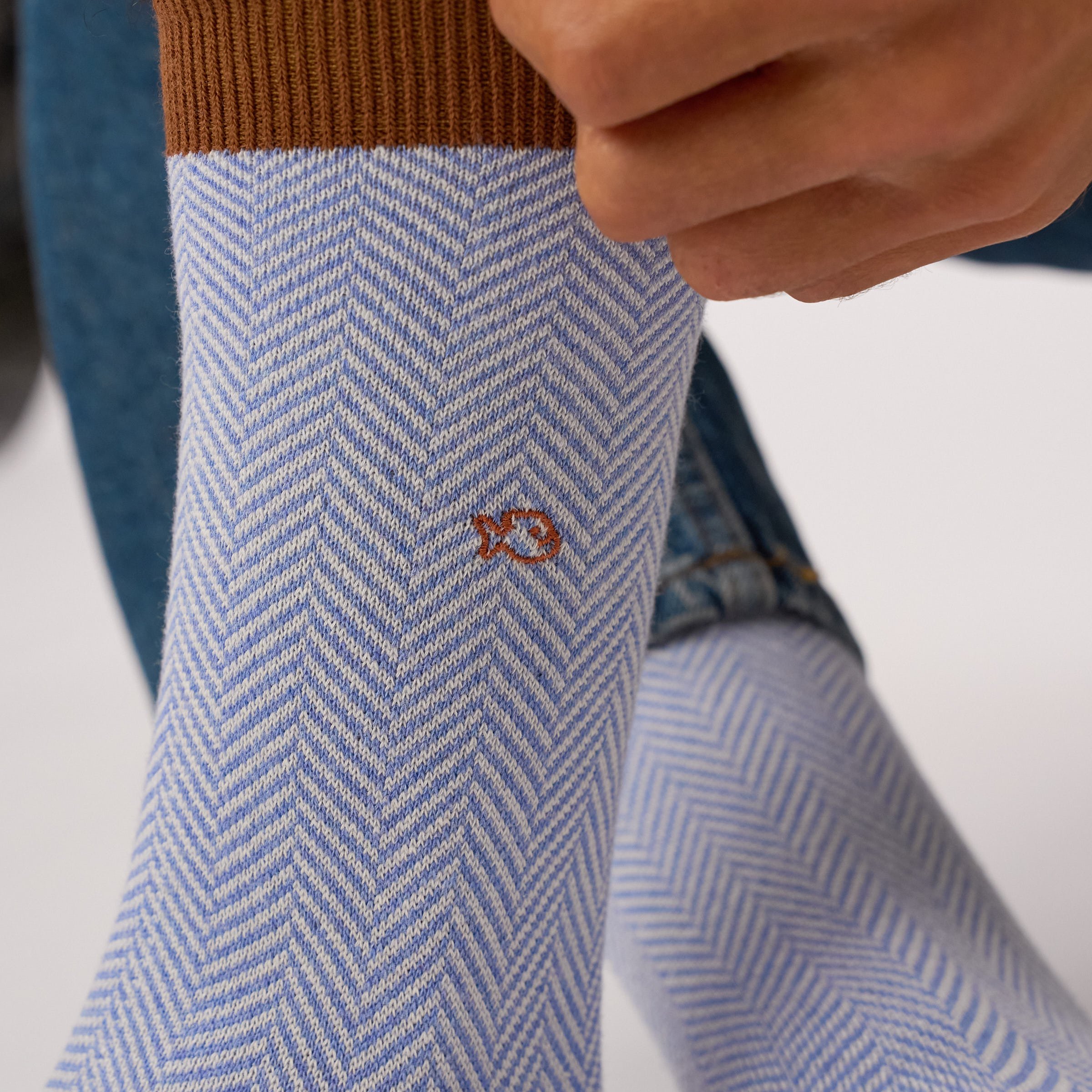 Combed cotton herringbone socks | Blue BILLYBELT Men
