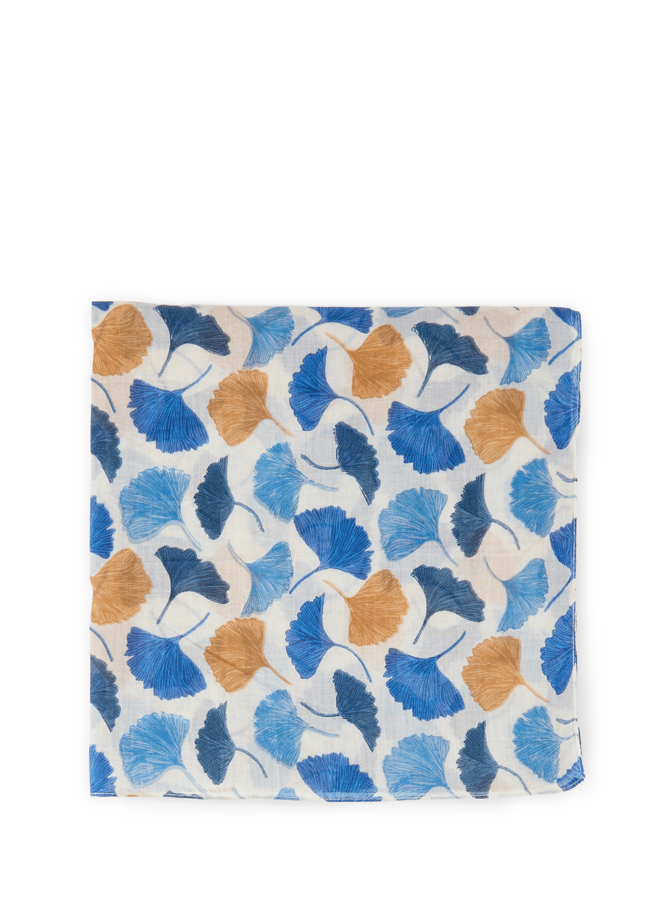 Ginkgo Leaf Cotton Scarf AU PRINTEMPS PARIS Blue