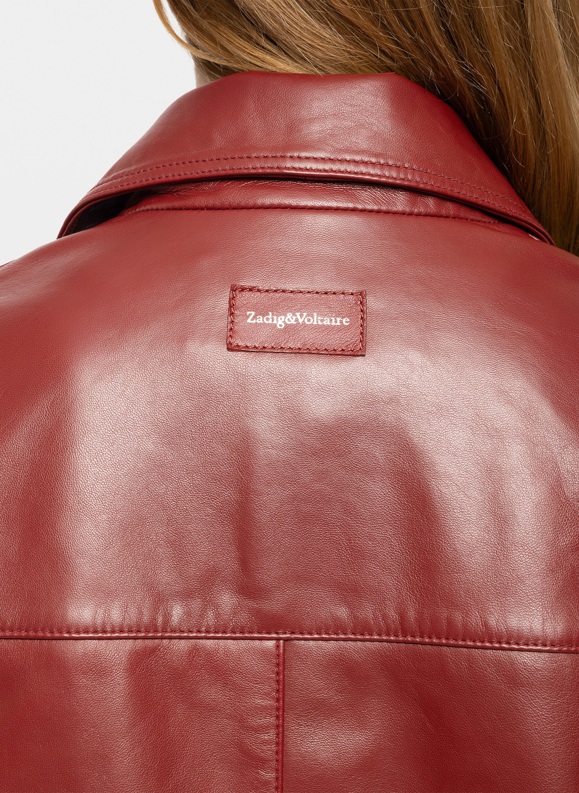 Veste droite en cuir ZADIG&VOLTAIRE Rouge