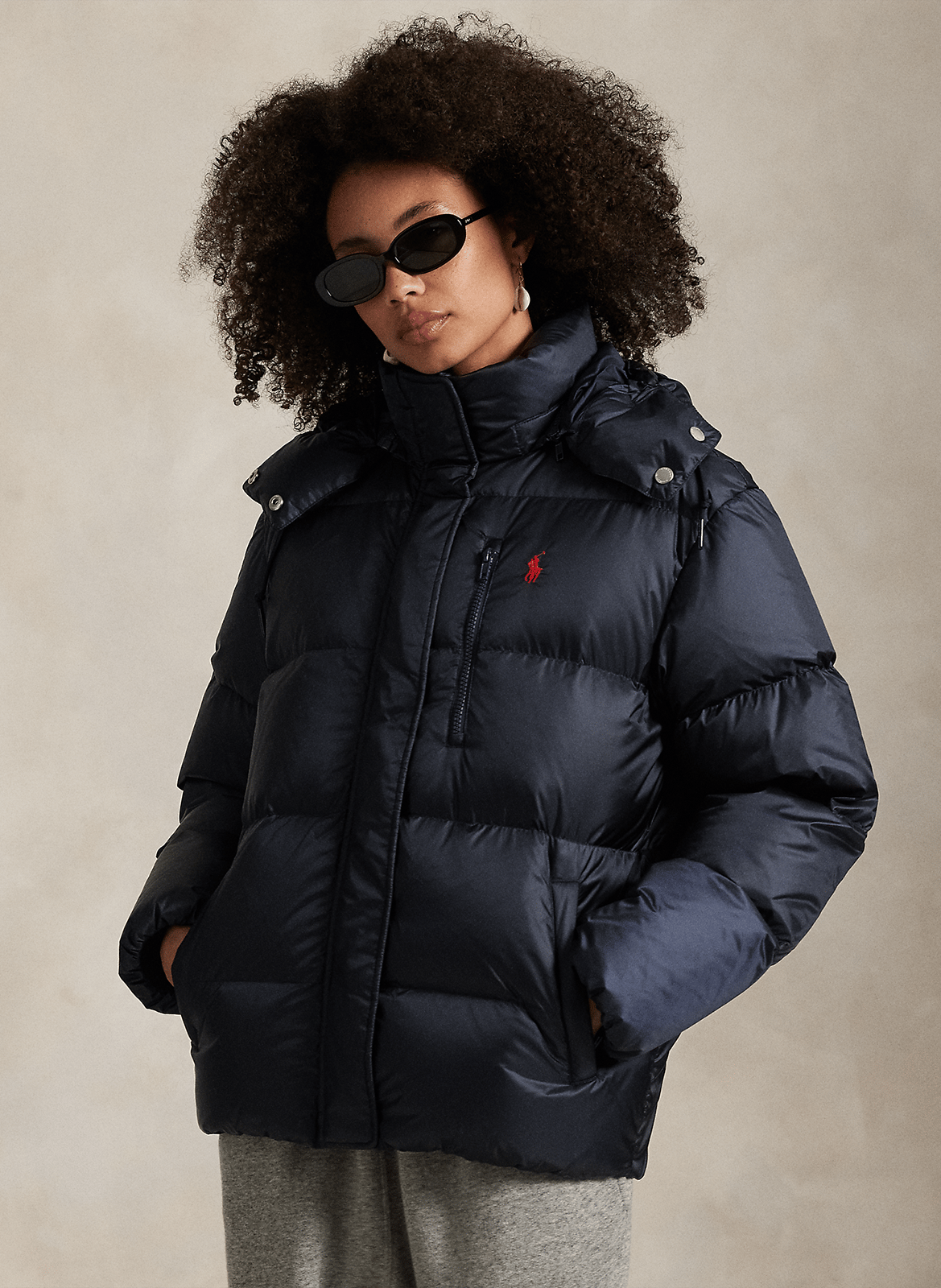 Doudoune col montant à capuche POLO RALPH LAUREN Bleu