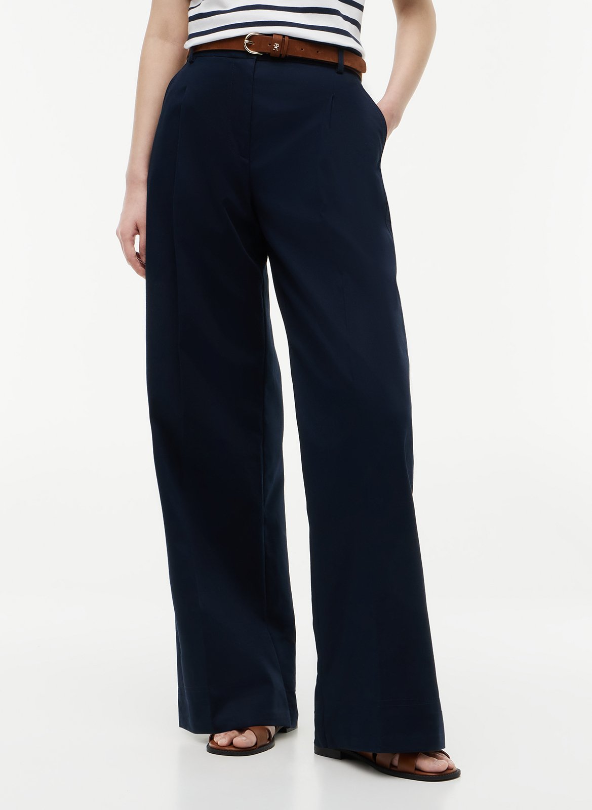 Straight pleated cotton pants TOMMY HILFIGER