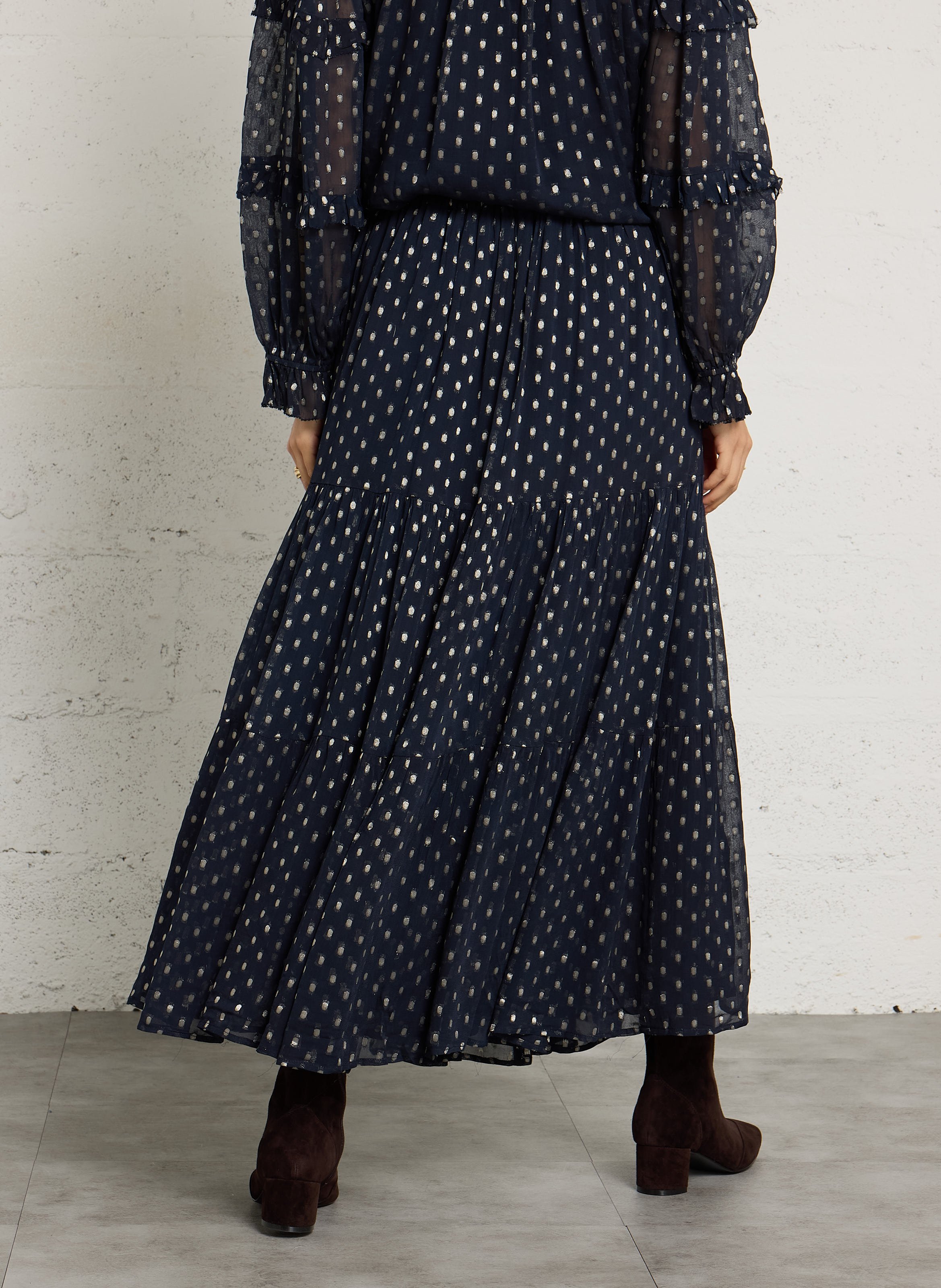 Lange, uitlopende rok | katoenblend MAISON HOTEL Blauw