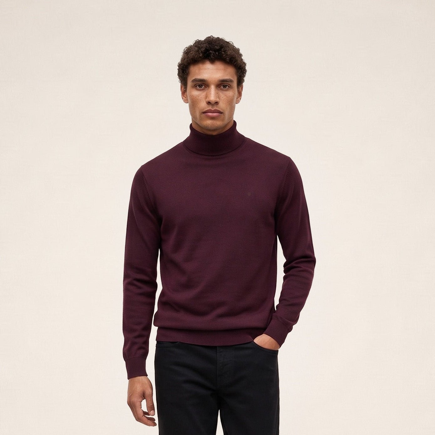 MASSIA essential high-neck pullover in wine red SERGE BLANCO Red