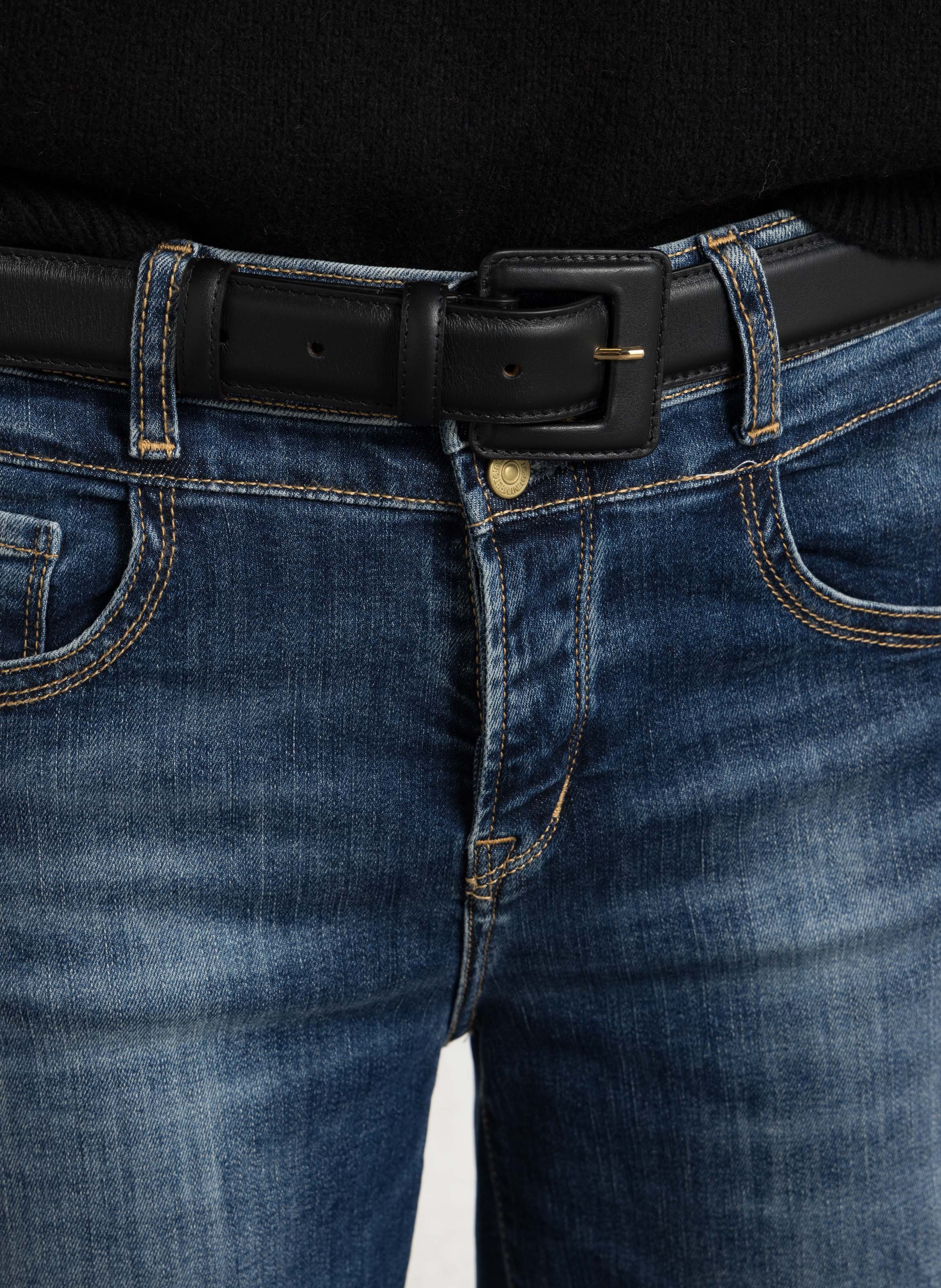 Riem met vierkante beklede gesp van glad leer MAISON BOINET Zwart