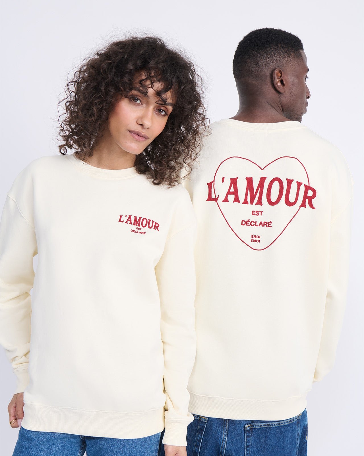 Love is declared embroidered sweatshirt EMOI EMOI White