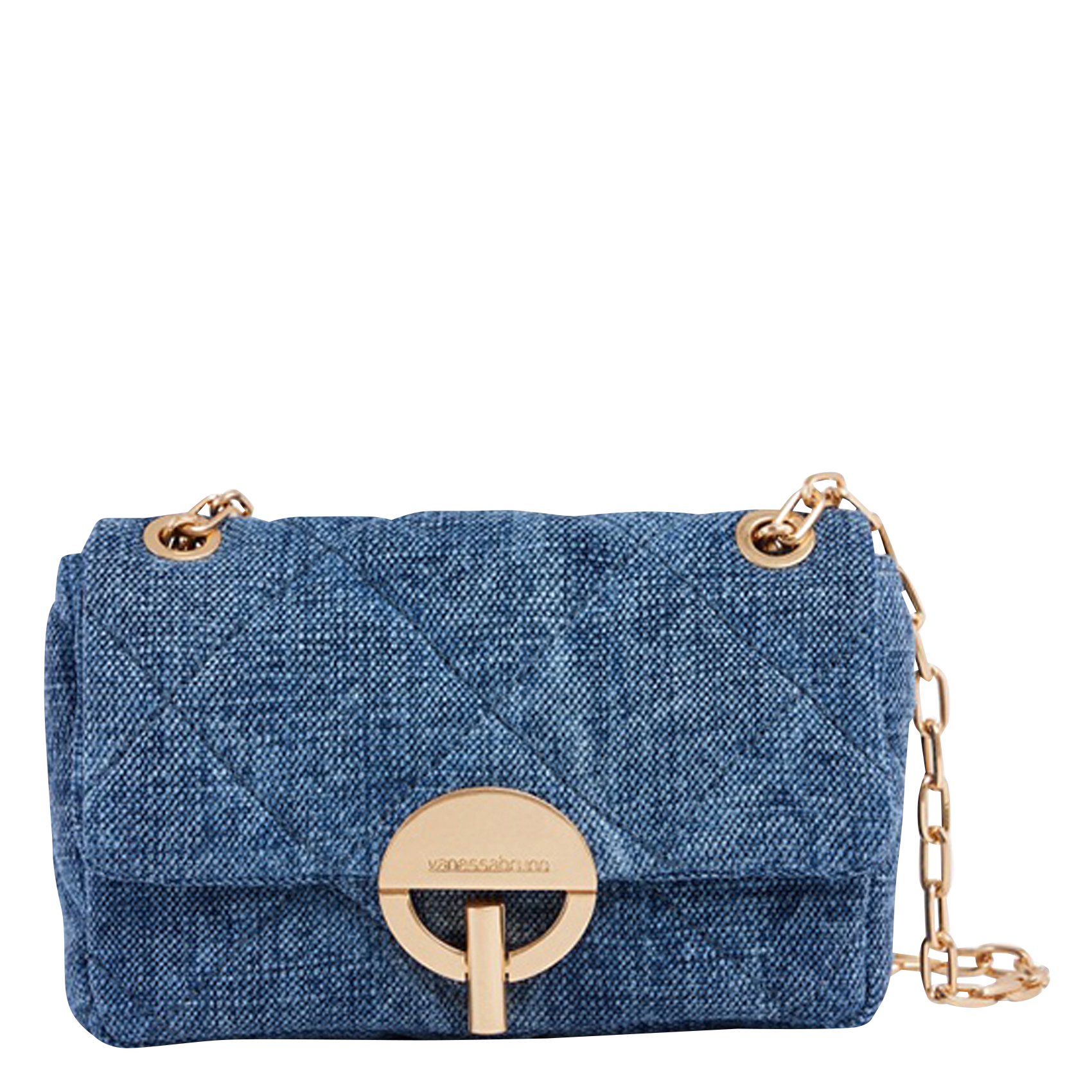 Small quilted linen shoulder bag BlueVANESSA BRUNO