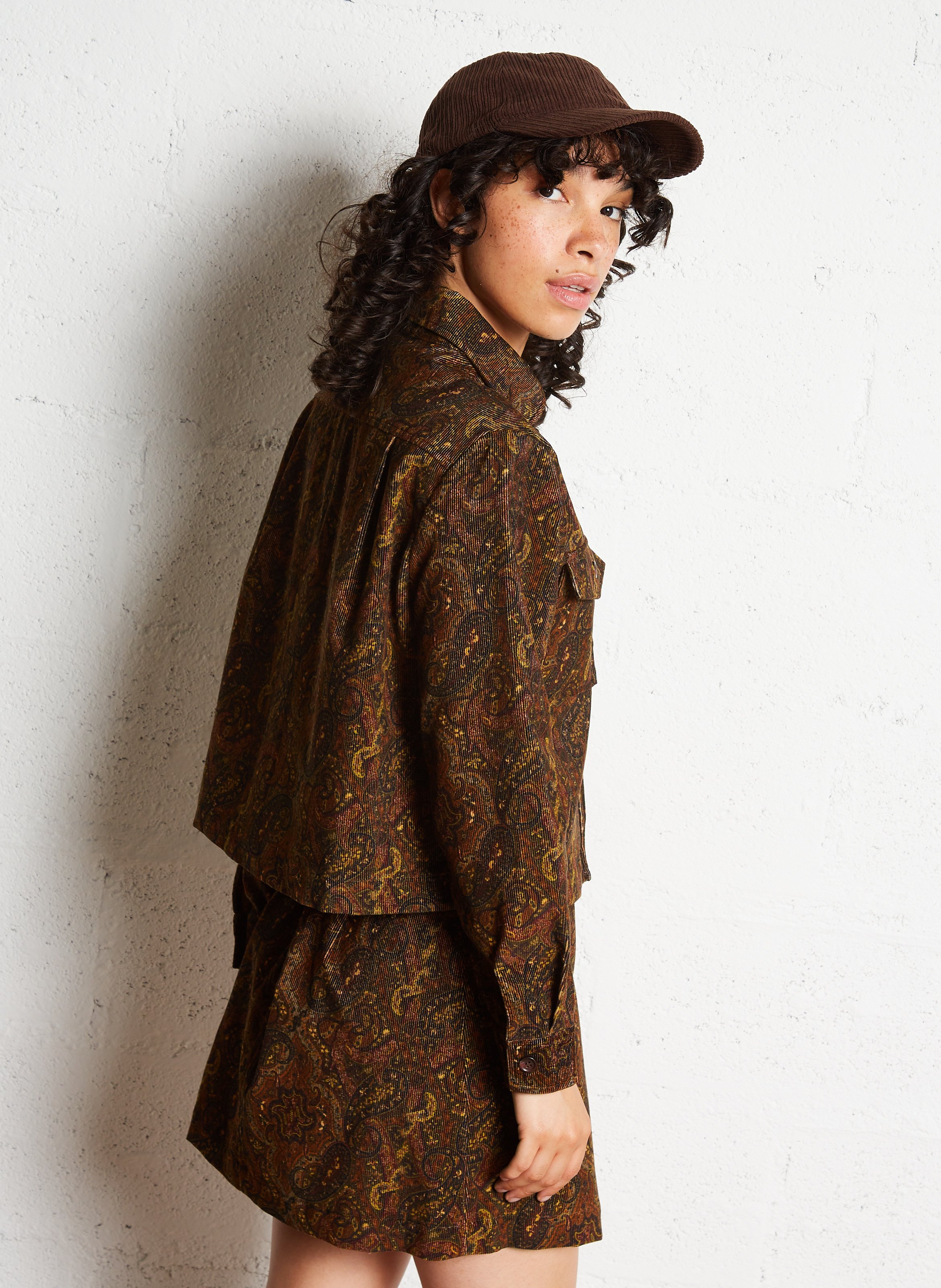 Korte, gerende rok van katoen SUZIE WINKLE Bruin