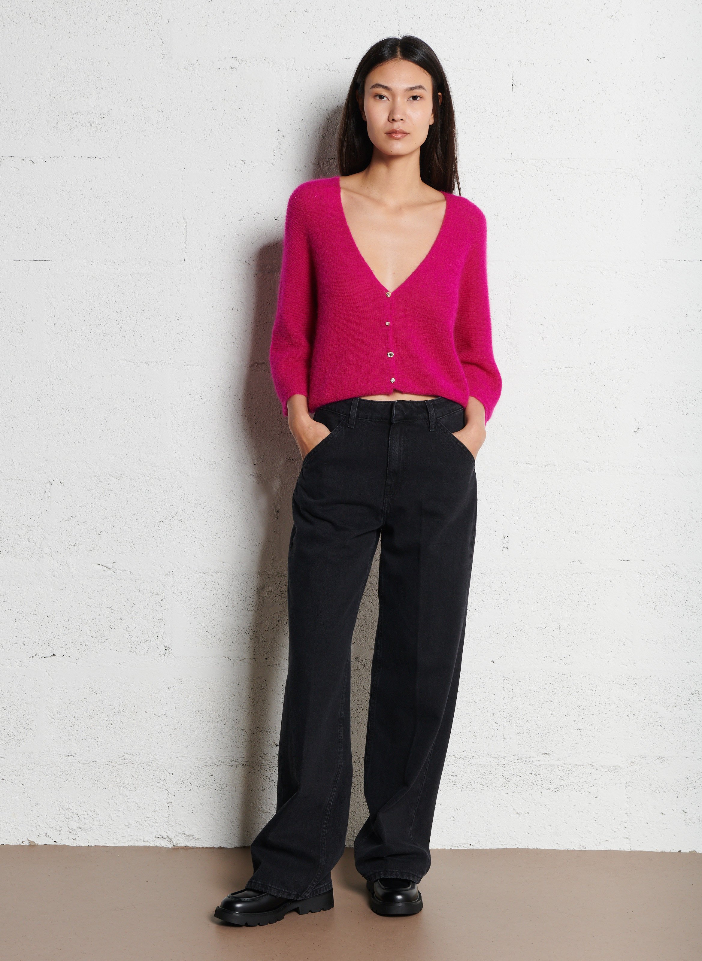 Wide leg cotton jeans BA&SH Black