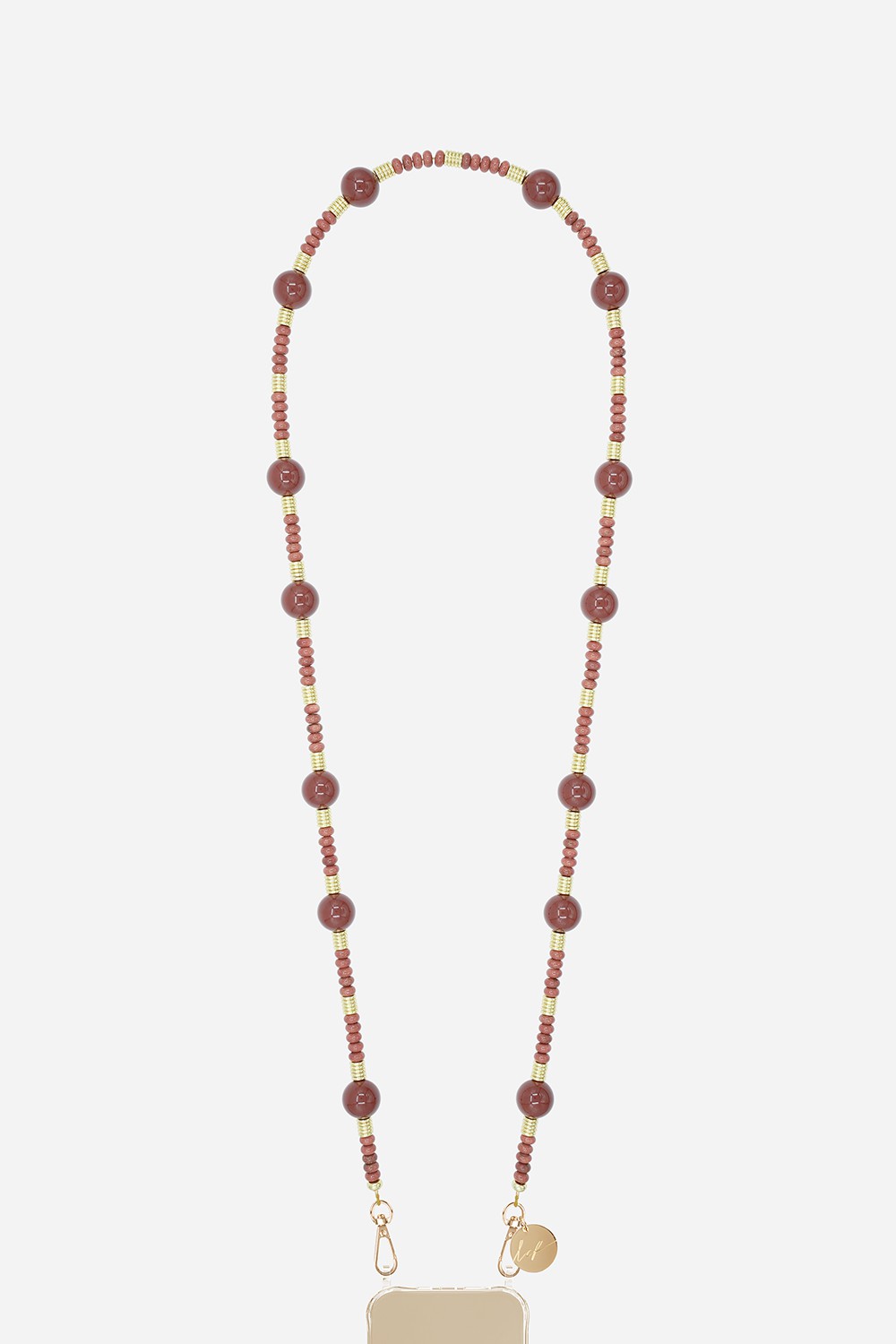 Beaded phone chain LA COQUE FRANCAISE Brown