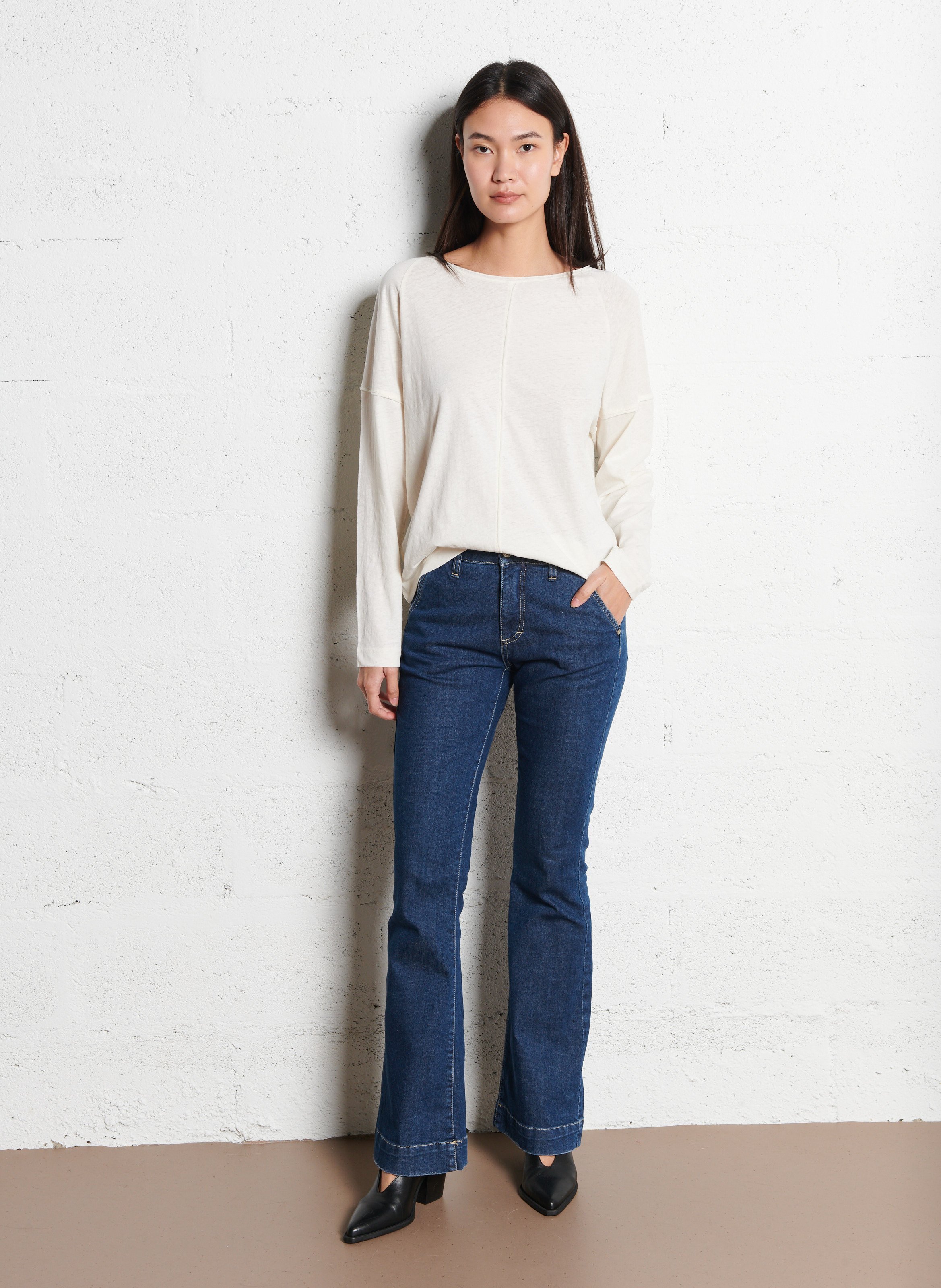 Bootcut cotton jeans PLEASE Blue