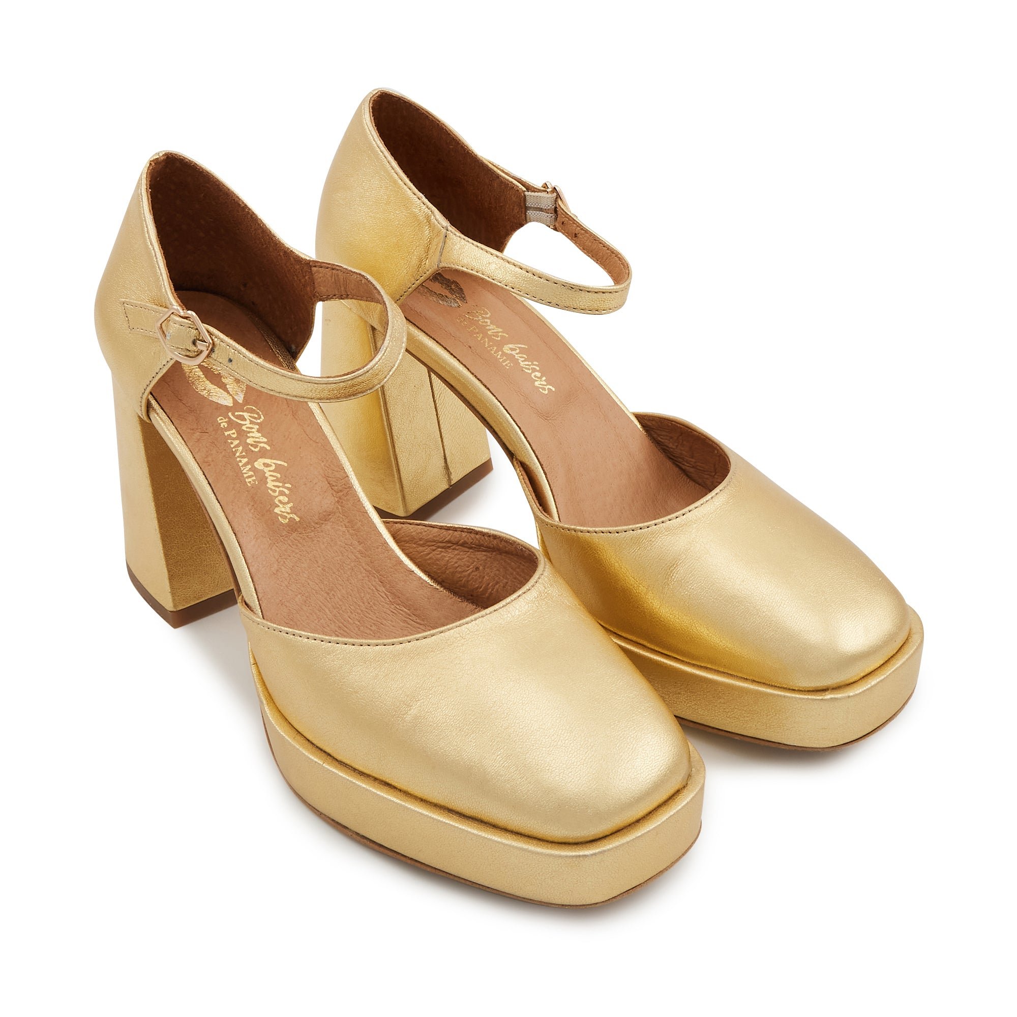 Leather Mary Janes BONS BAISERS PARIS Golden