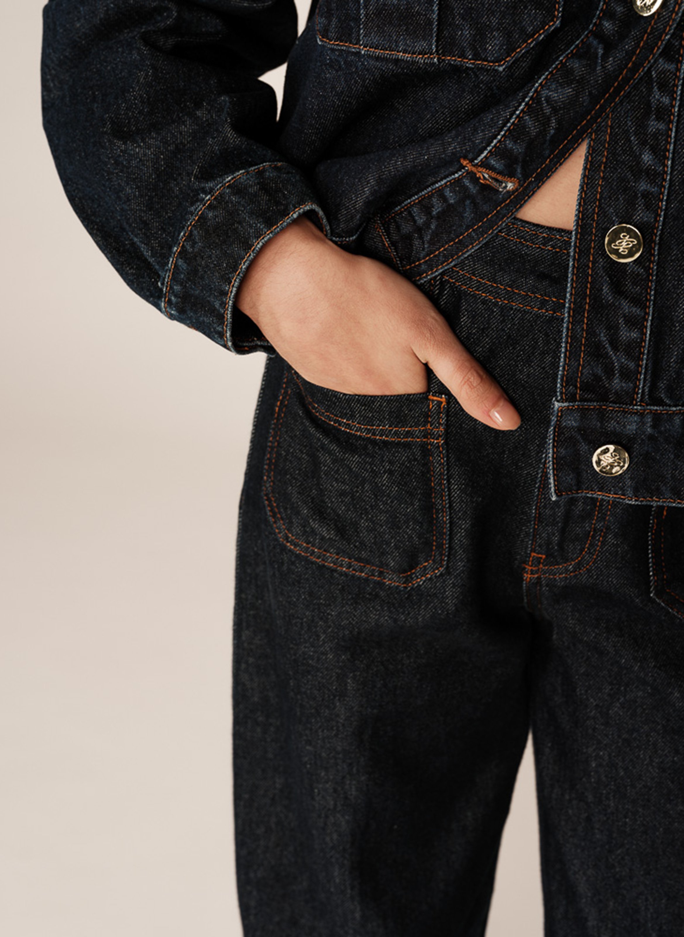 Straight cotton jacket GRACE ET MILA Blue