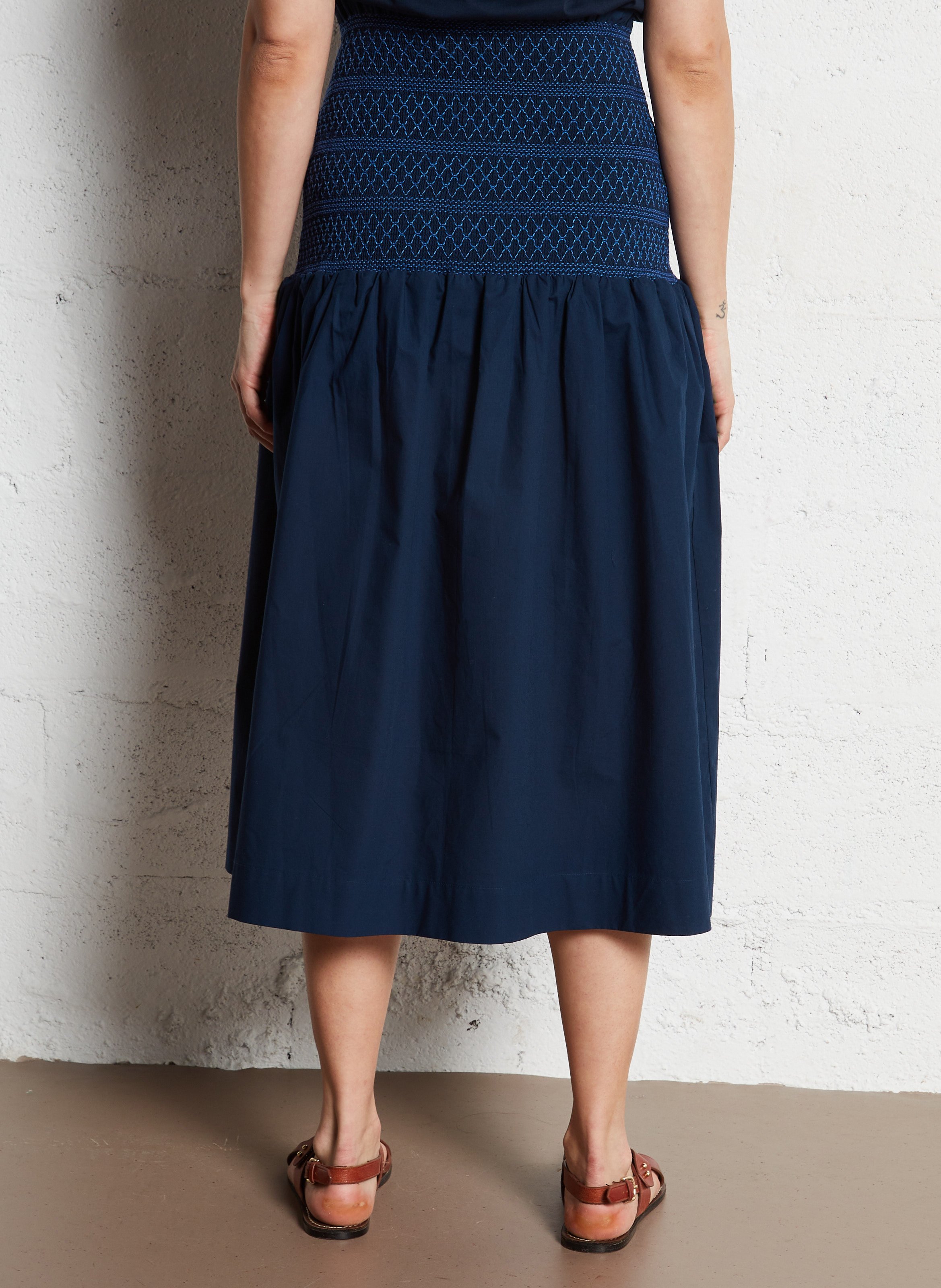 Jupe midi en coton THE TINY BIG SISTER Bleu