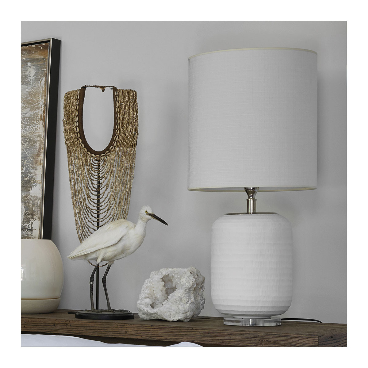 Rattan lamp base BLANC D'IVOIRE White