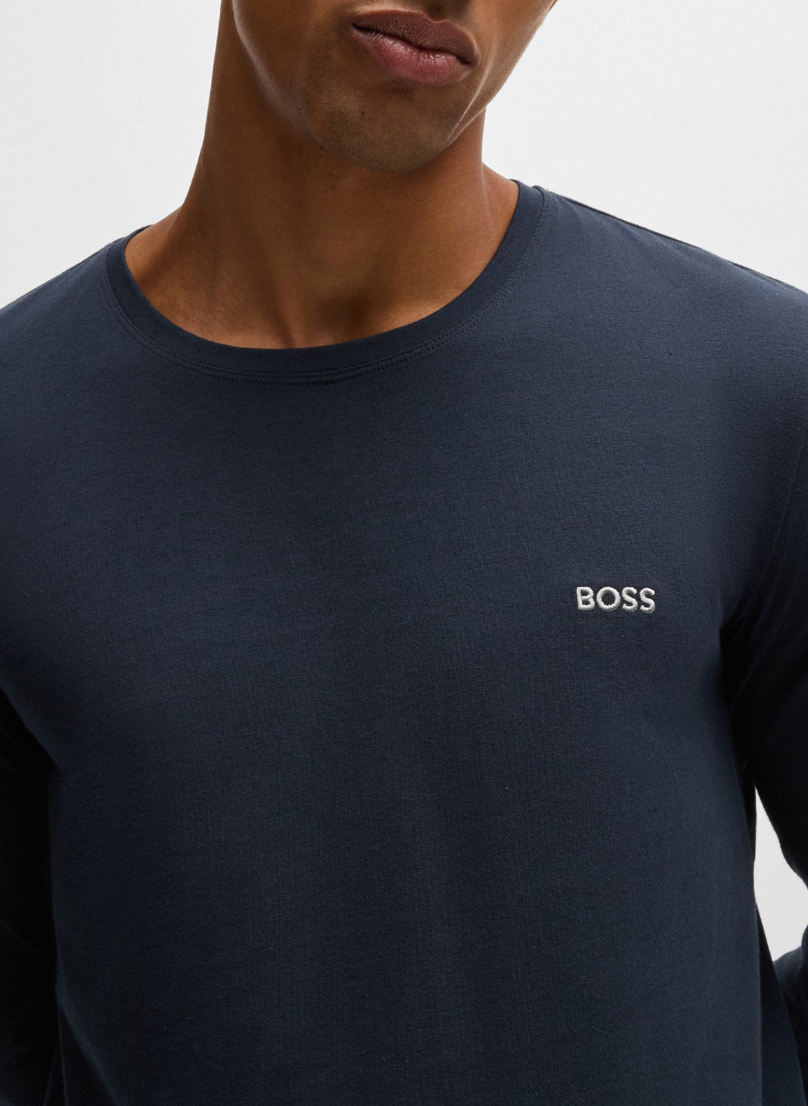 Cotton Long sleeve t-shirt with embroidered logo Blue