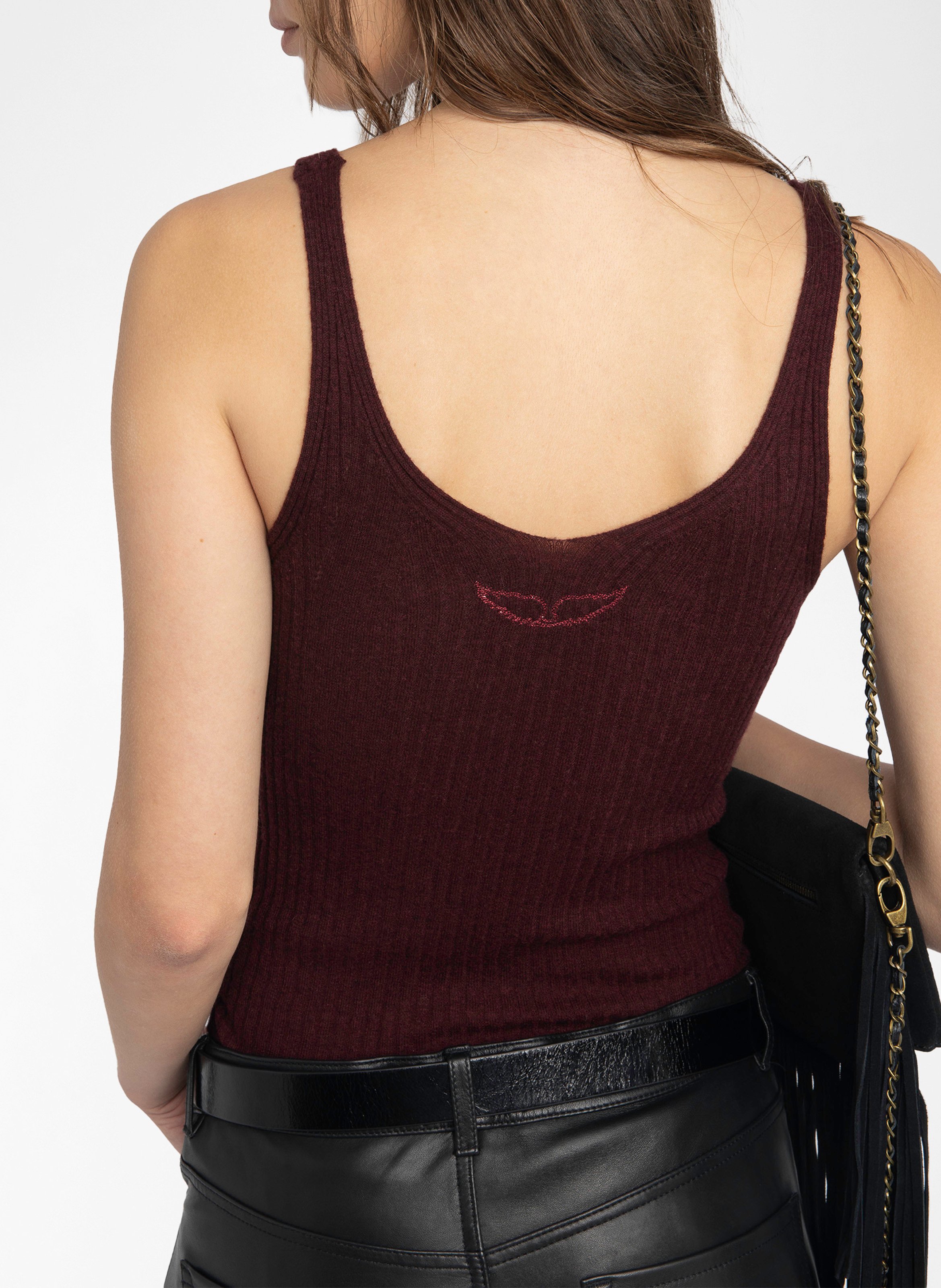 Débardeur côtelé en cachemire ZADIG&VOLTAIRE Violet