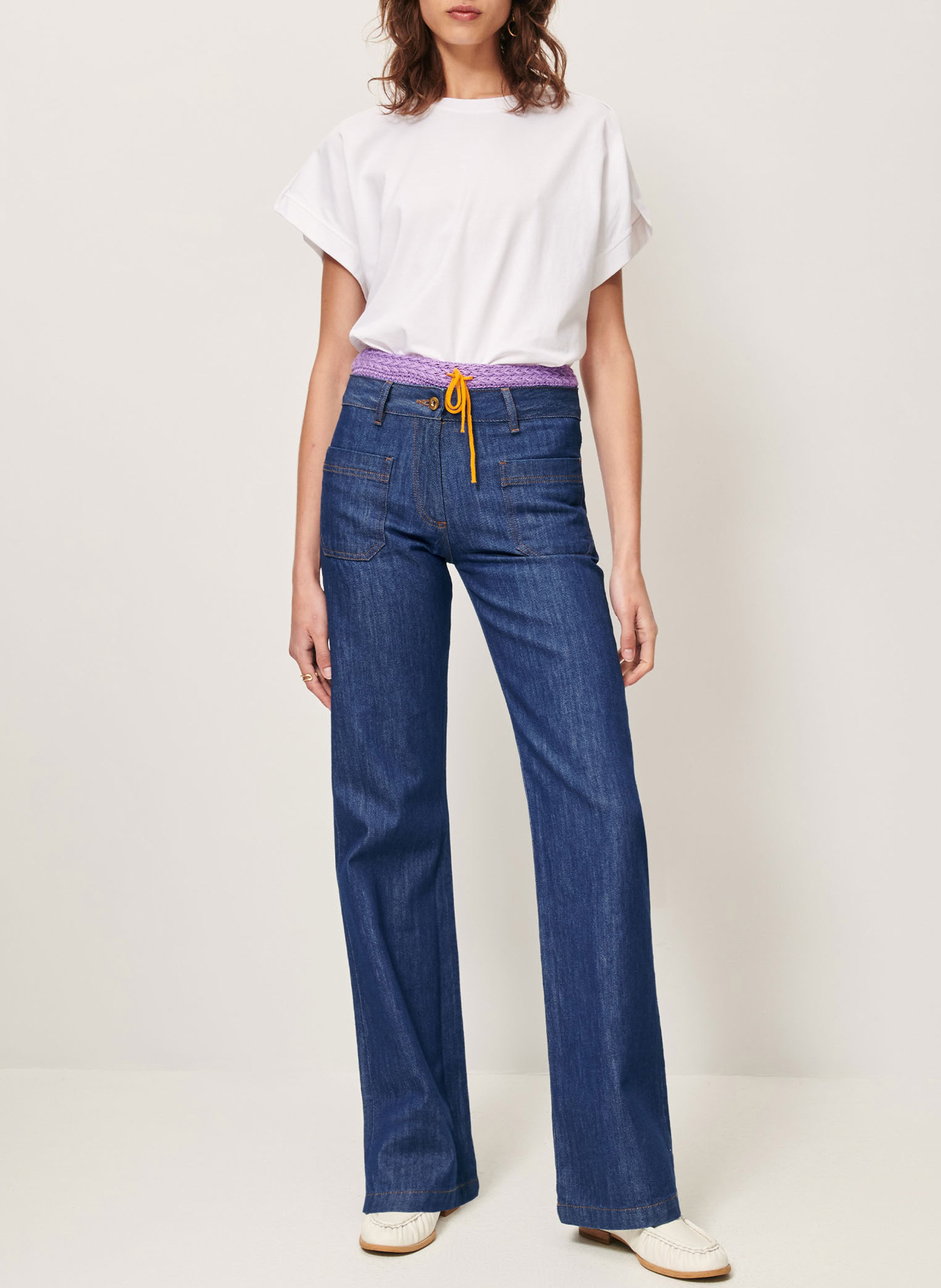 Tee-shirt court ample uni en coton SESSUN Blanc