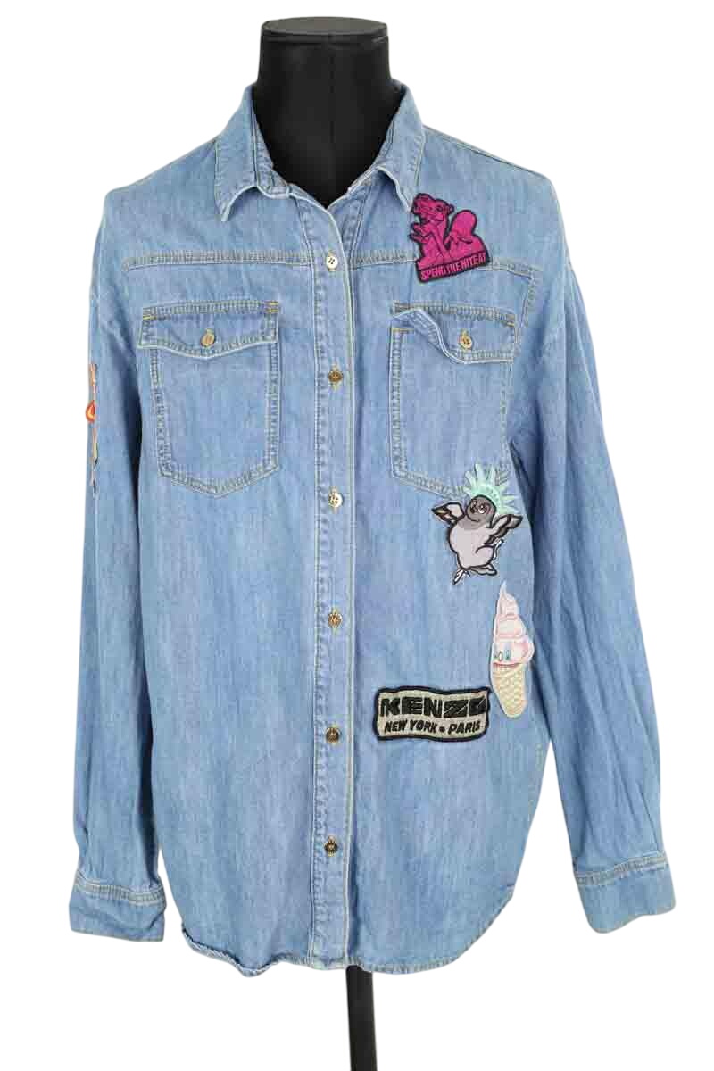 Chemise en coton KENZO - SECONDE MAIN Bleu