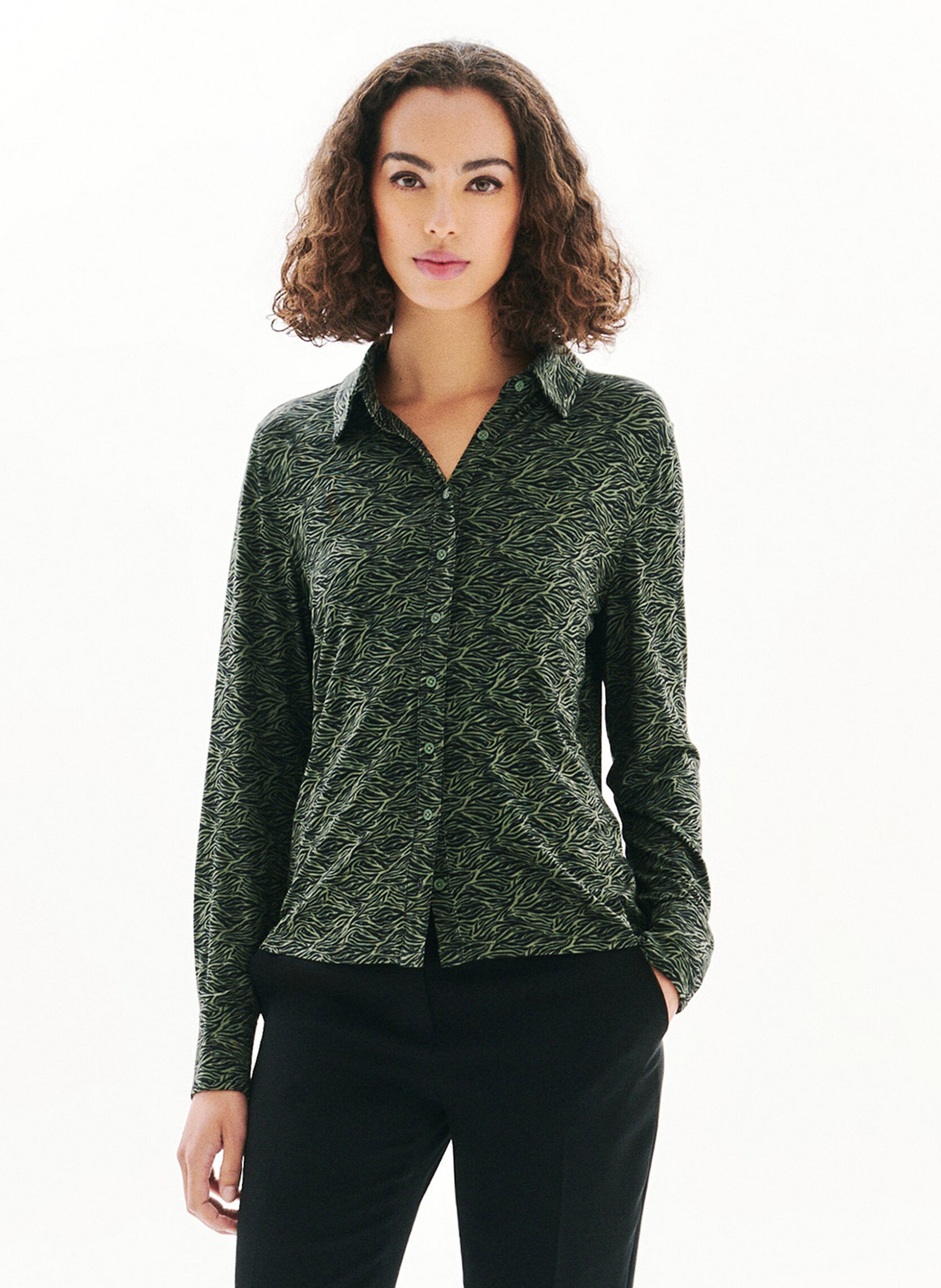 Chemise col classique imprimée CAROLL Vert
