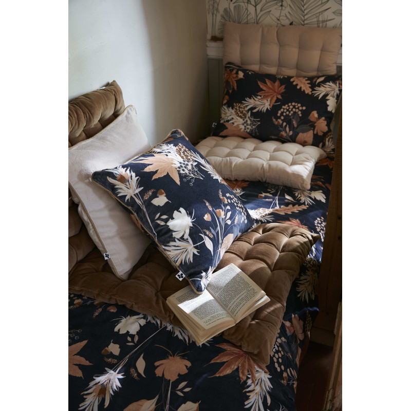 Coussin déco déhoussable 100% coton L'EFFET PAPILLON Noir