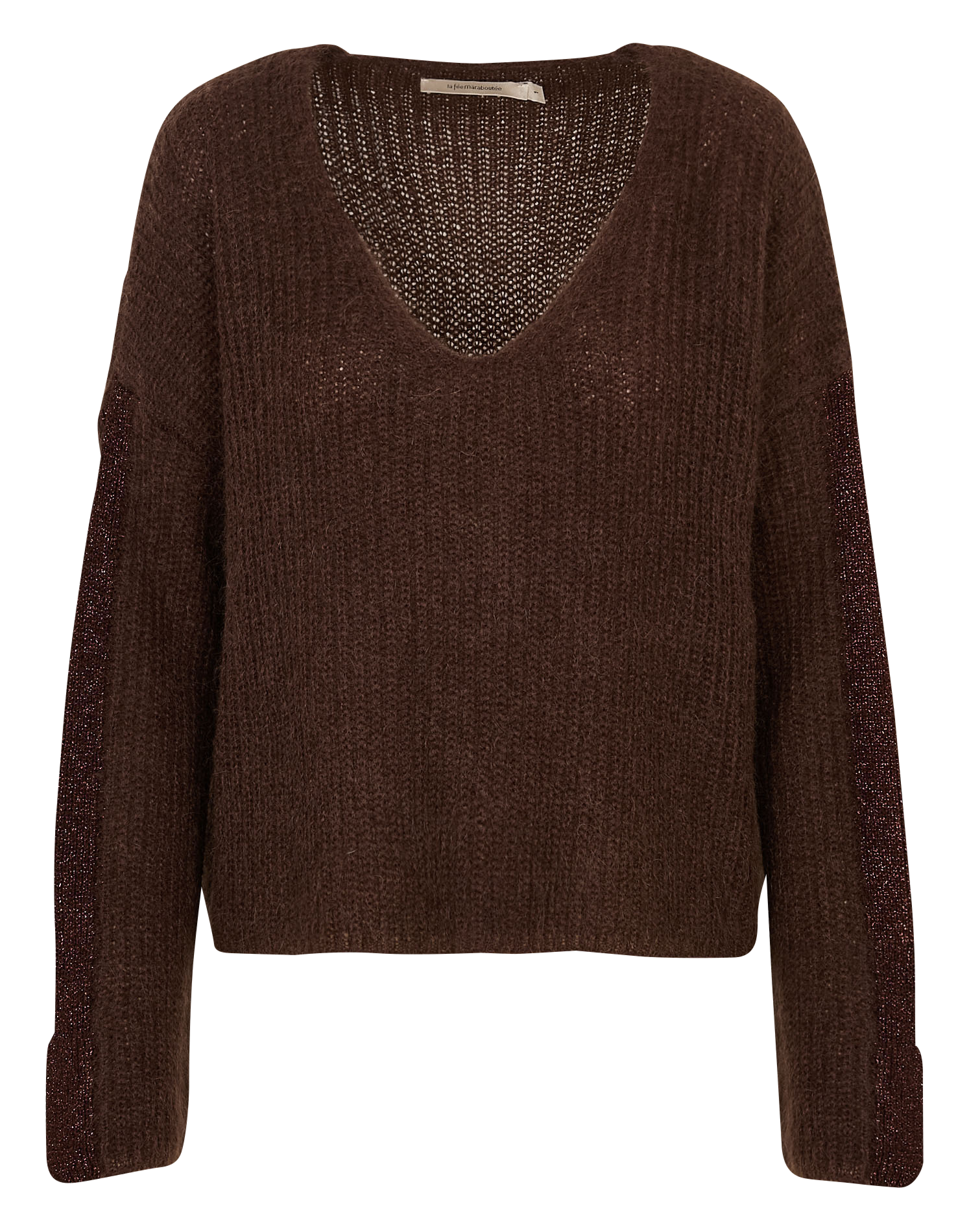 Loose-fit knit V-neck sweater LA FEE MARABOUTEE Brown