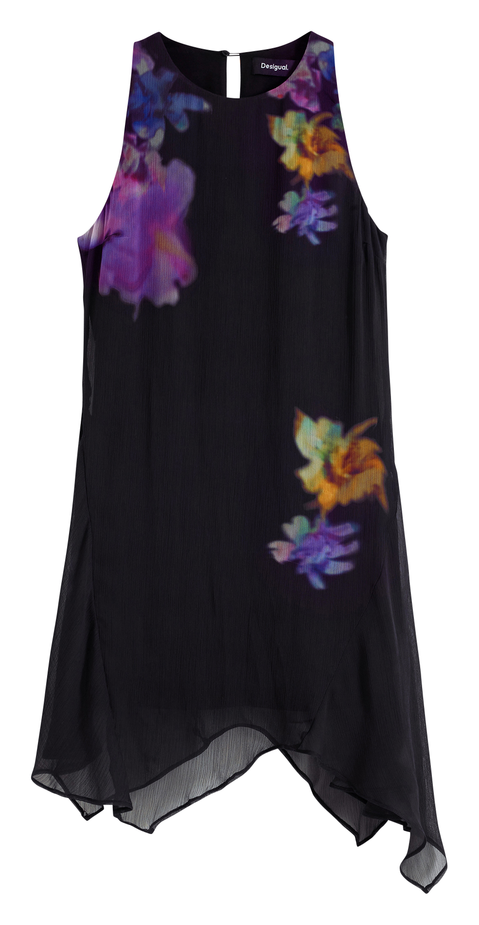 Robe courte col rond en coton mélangé DESIGUAL Noir