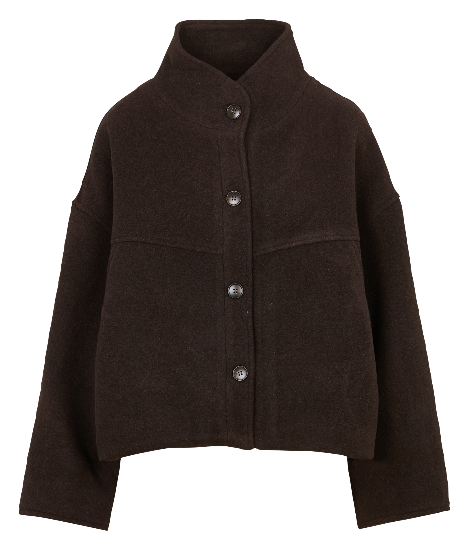 Cropped loose-fit wool-blend coat SEE U SOON Brown