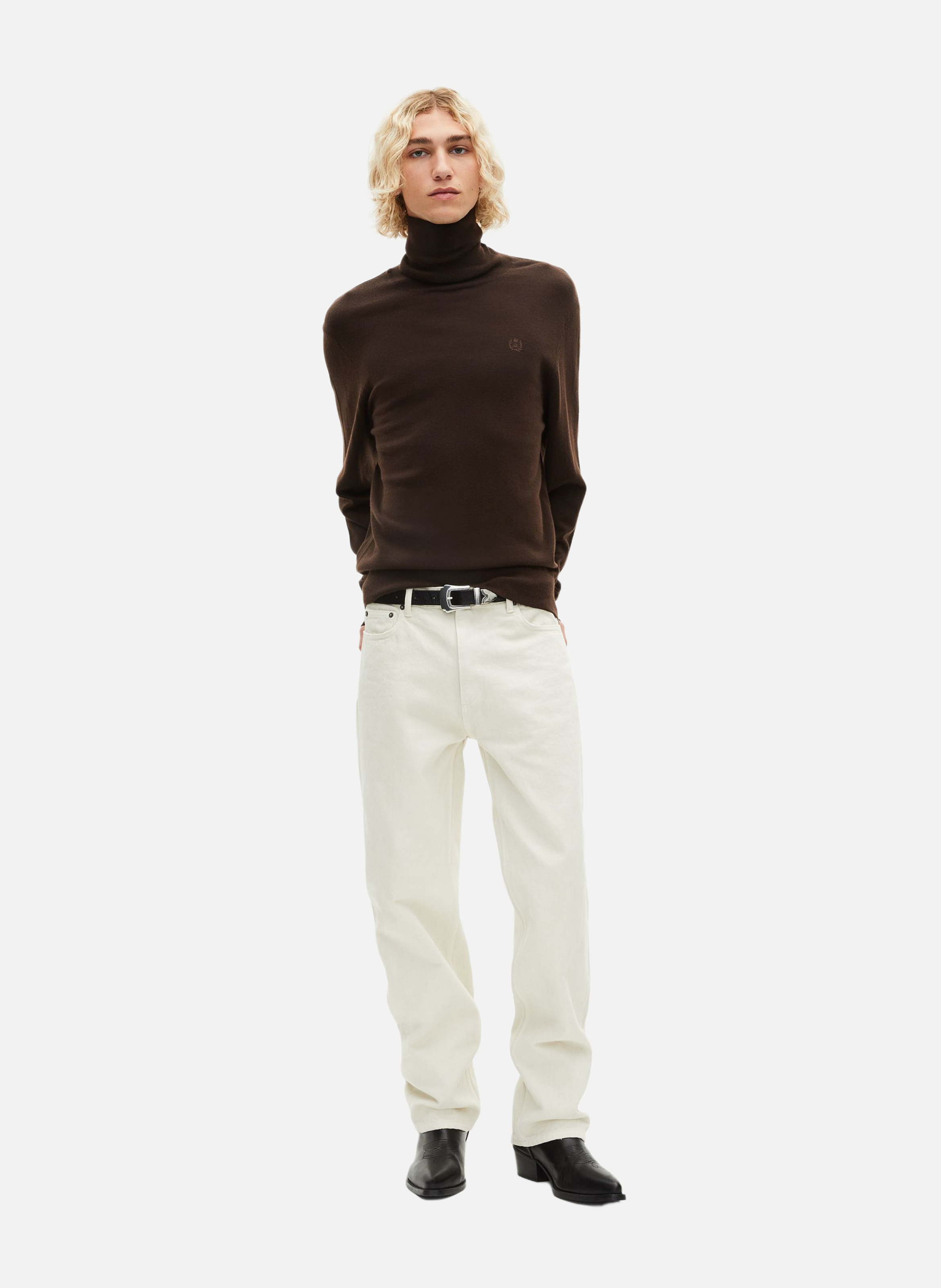 Merino wool roll-neck sweater Brown