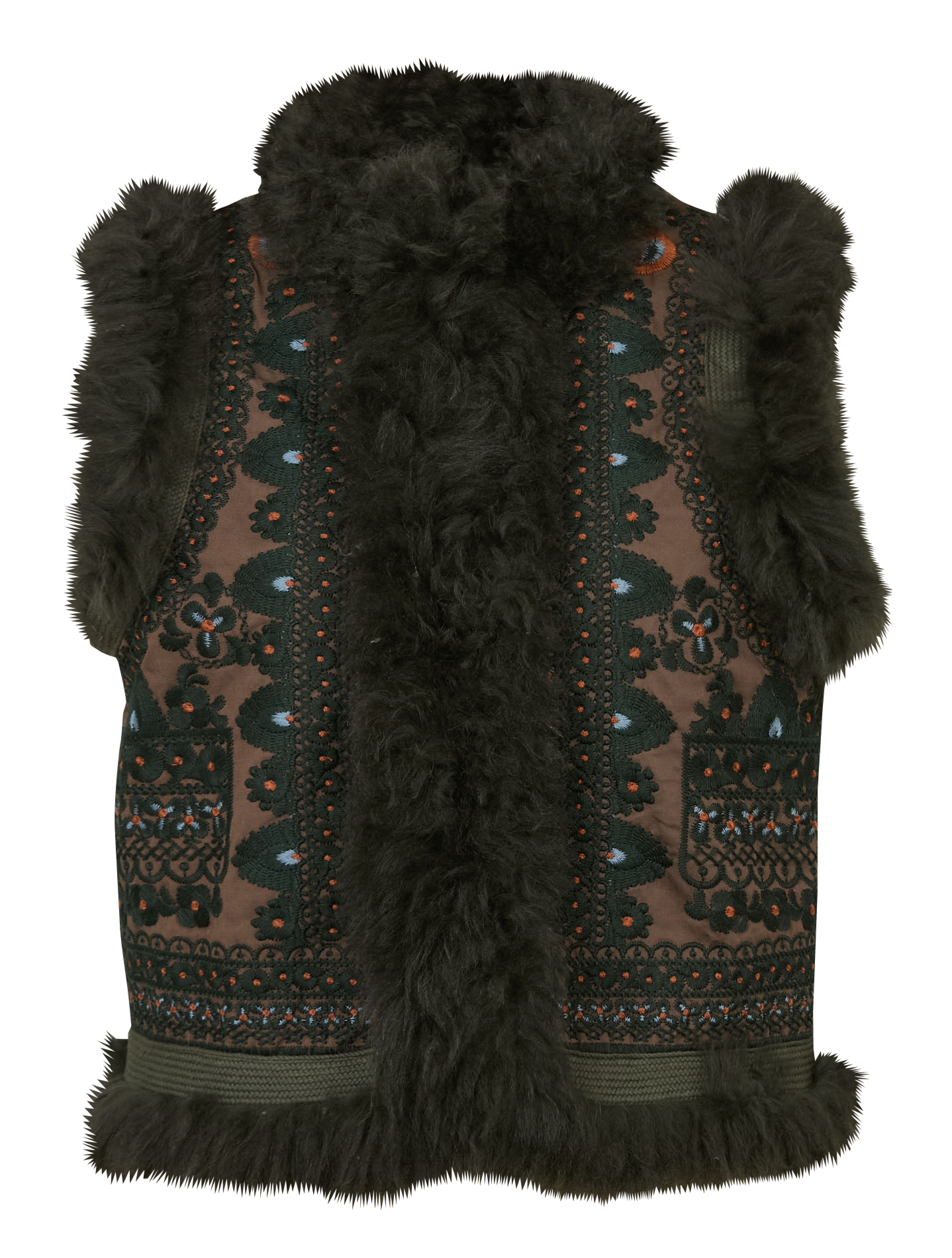 Sleeveless fur embroidered vest ANTIK BATIK Khaki