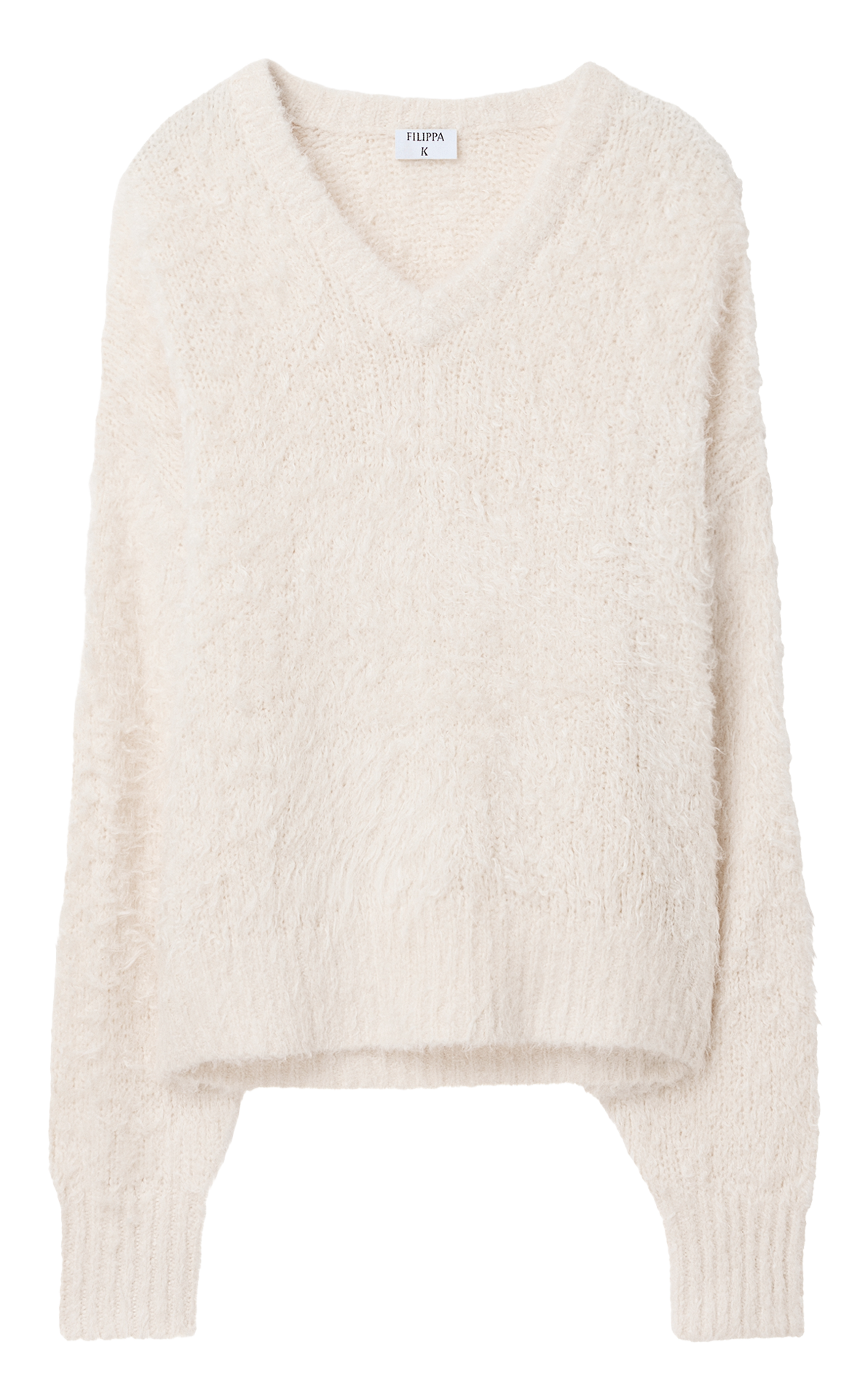 Oversized zijden V-hals trui FILIPPA K Wit