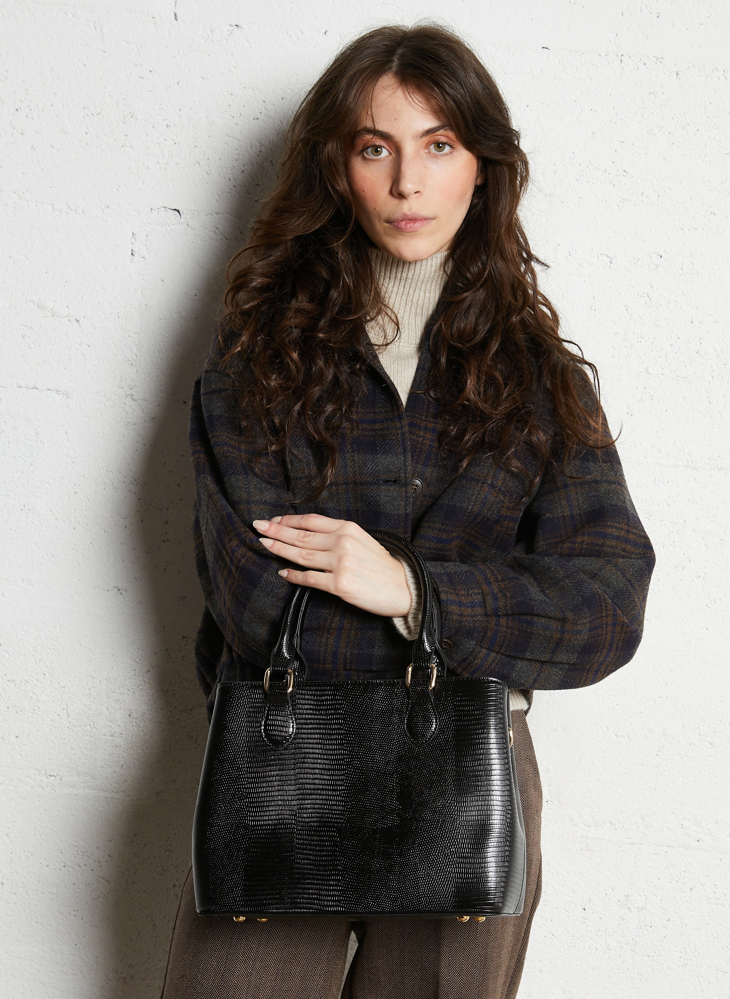 Schoudertas met krokodillenprint AU PRINTEMPS PARIS Zwart