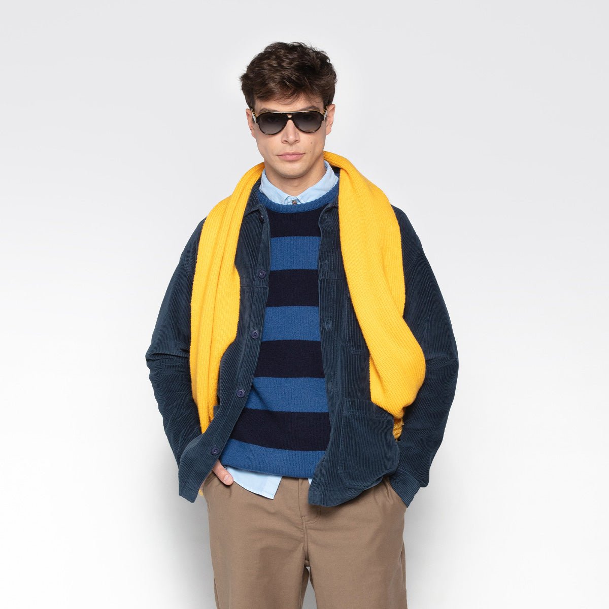 Solid fringe scarf SERGE BLANCO Yellow