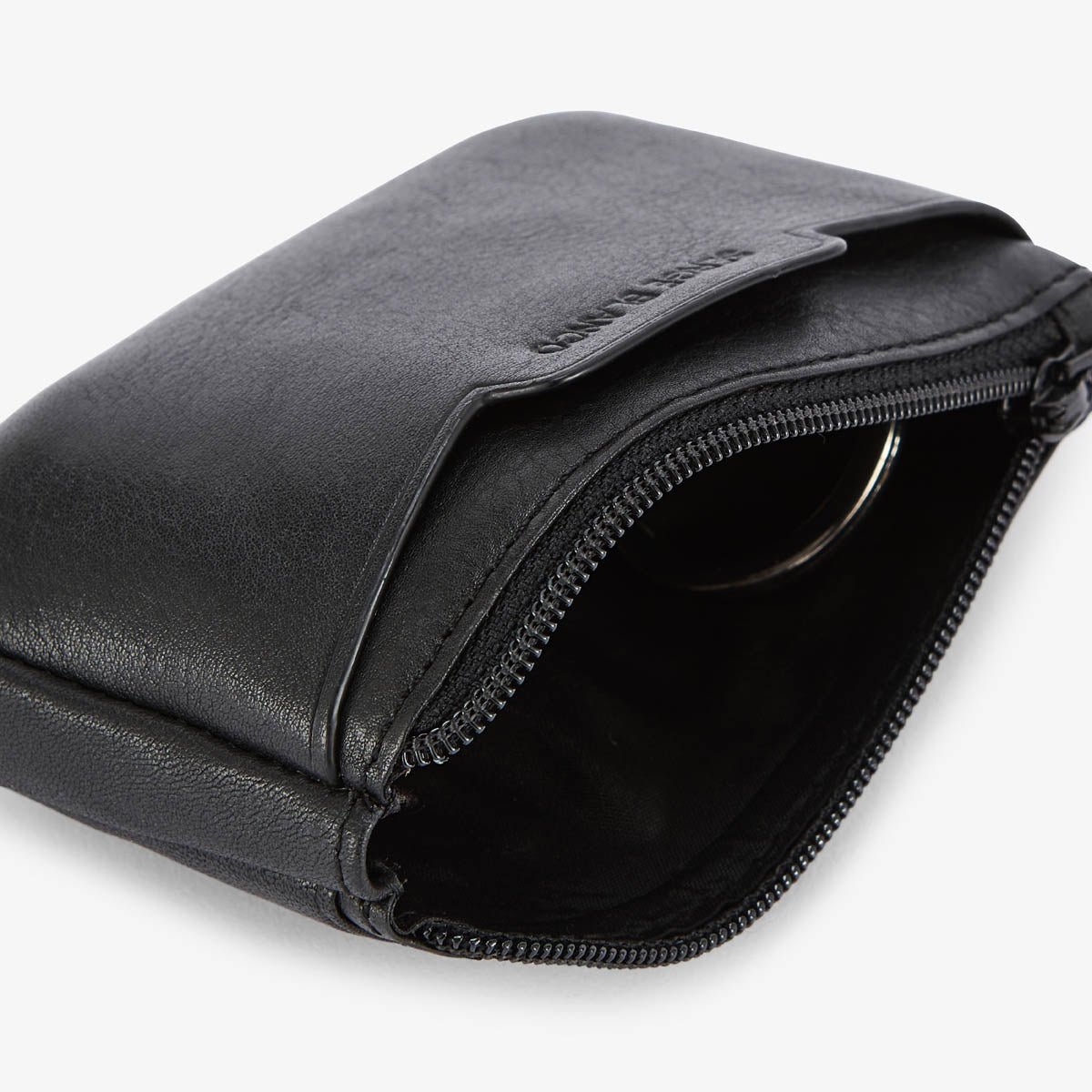 Leather zip-around wallet with embossed logo SERGE BLANCO Black