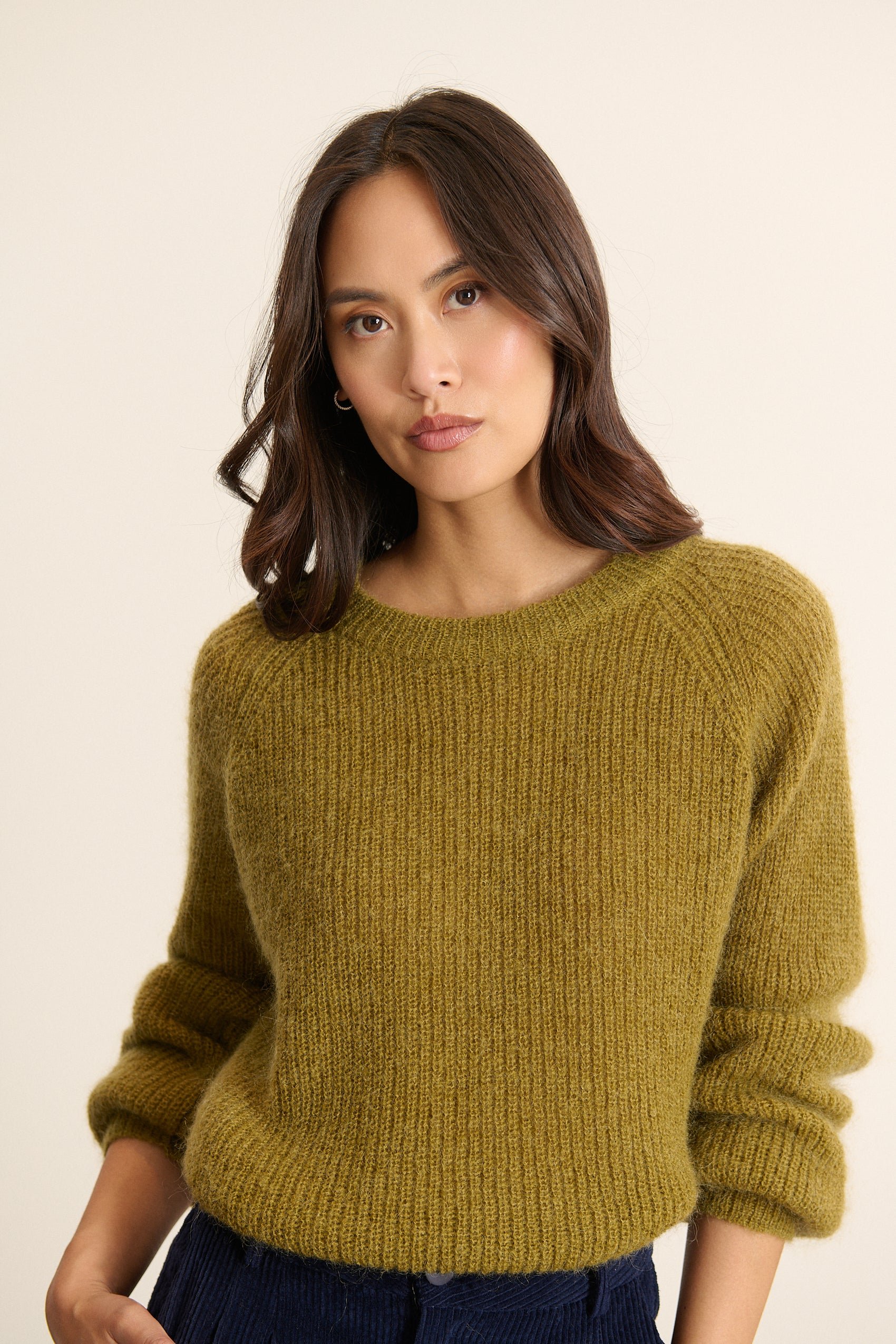 Buttoned round neck sweater GARANCE PARIS Green