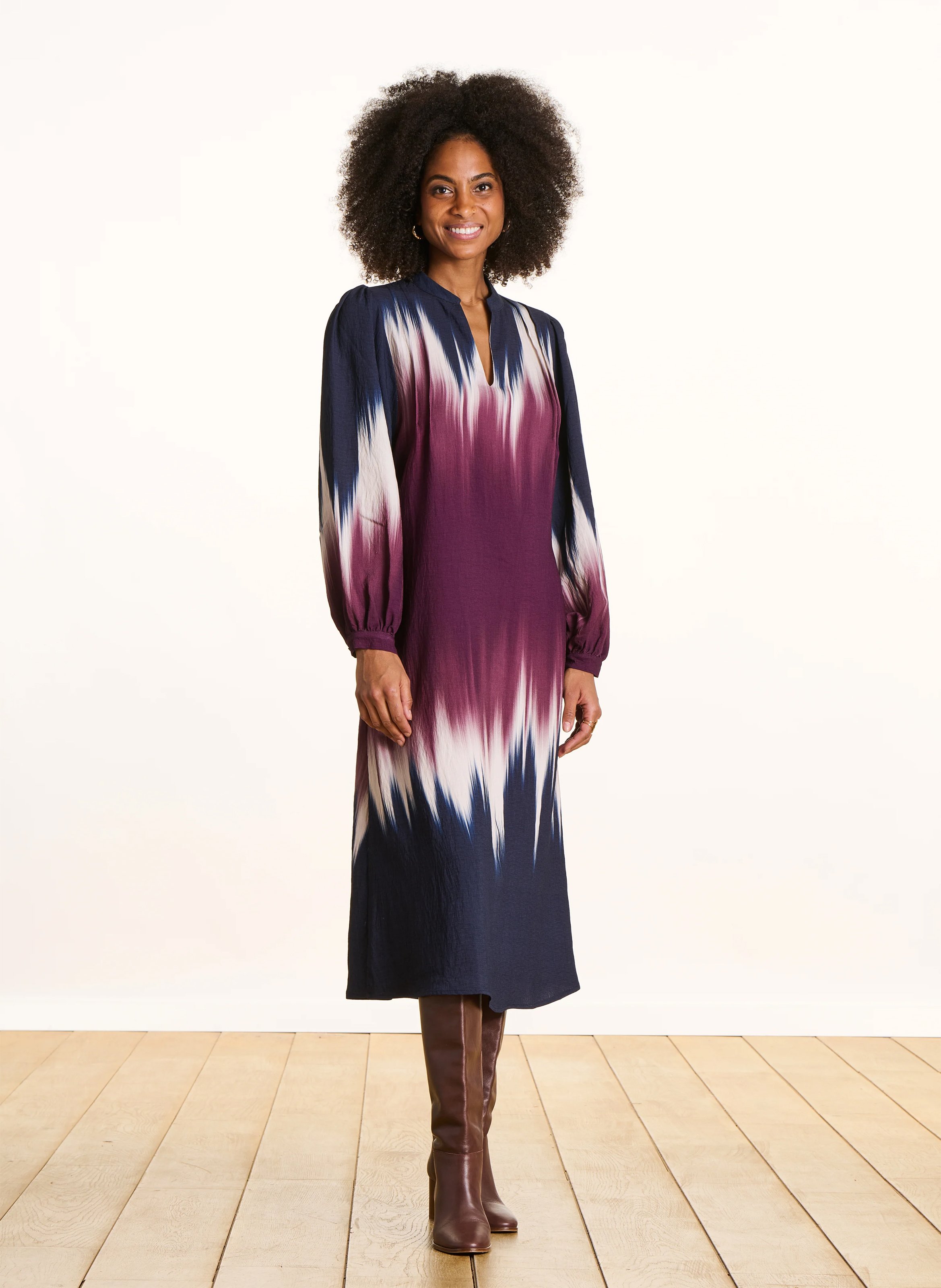 Robe longue col tunisien imprimé LA FEE MARABOUTEE Multicolore