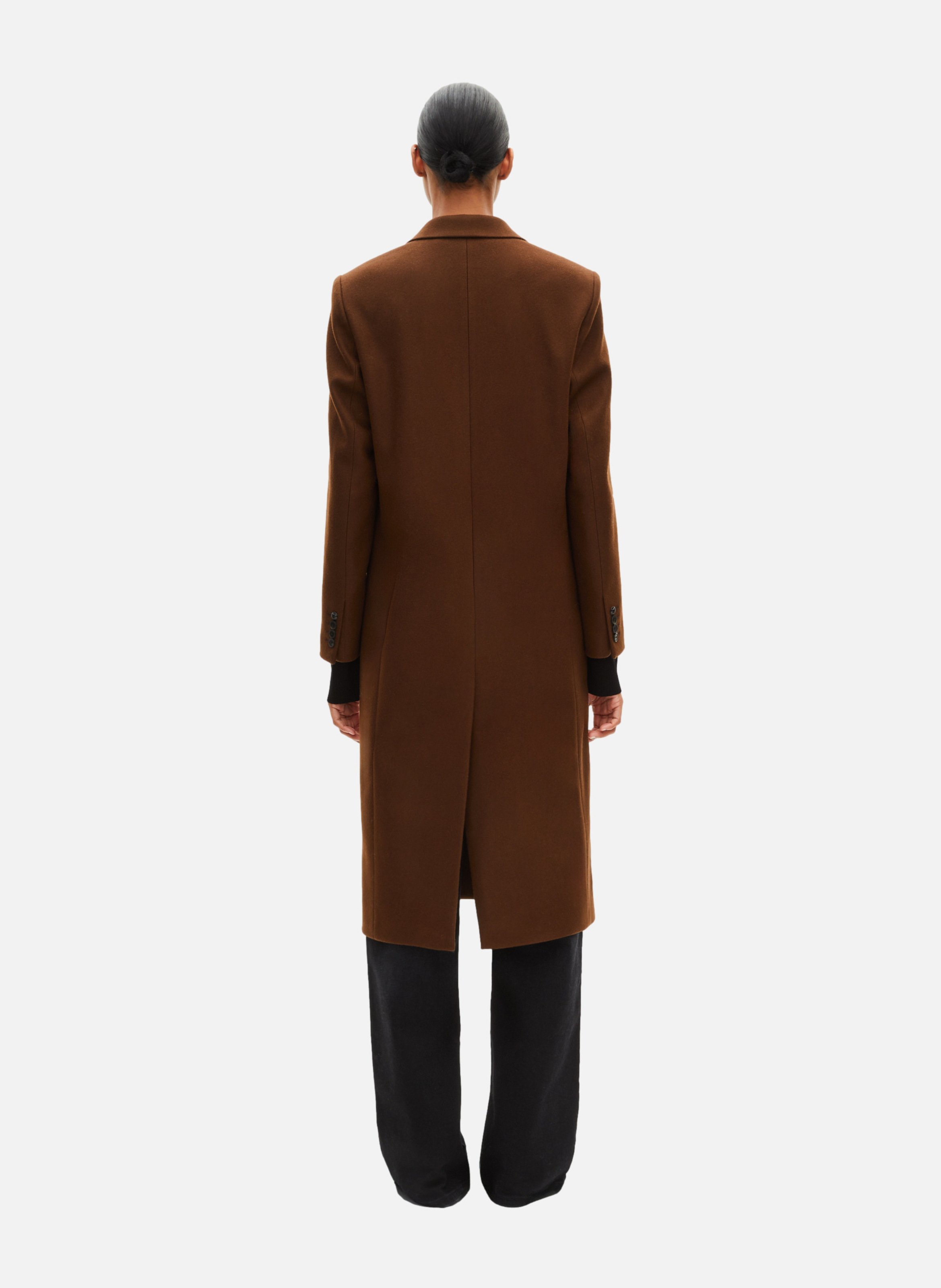 Long coat with leather details THE KOOPLES Brown