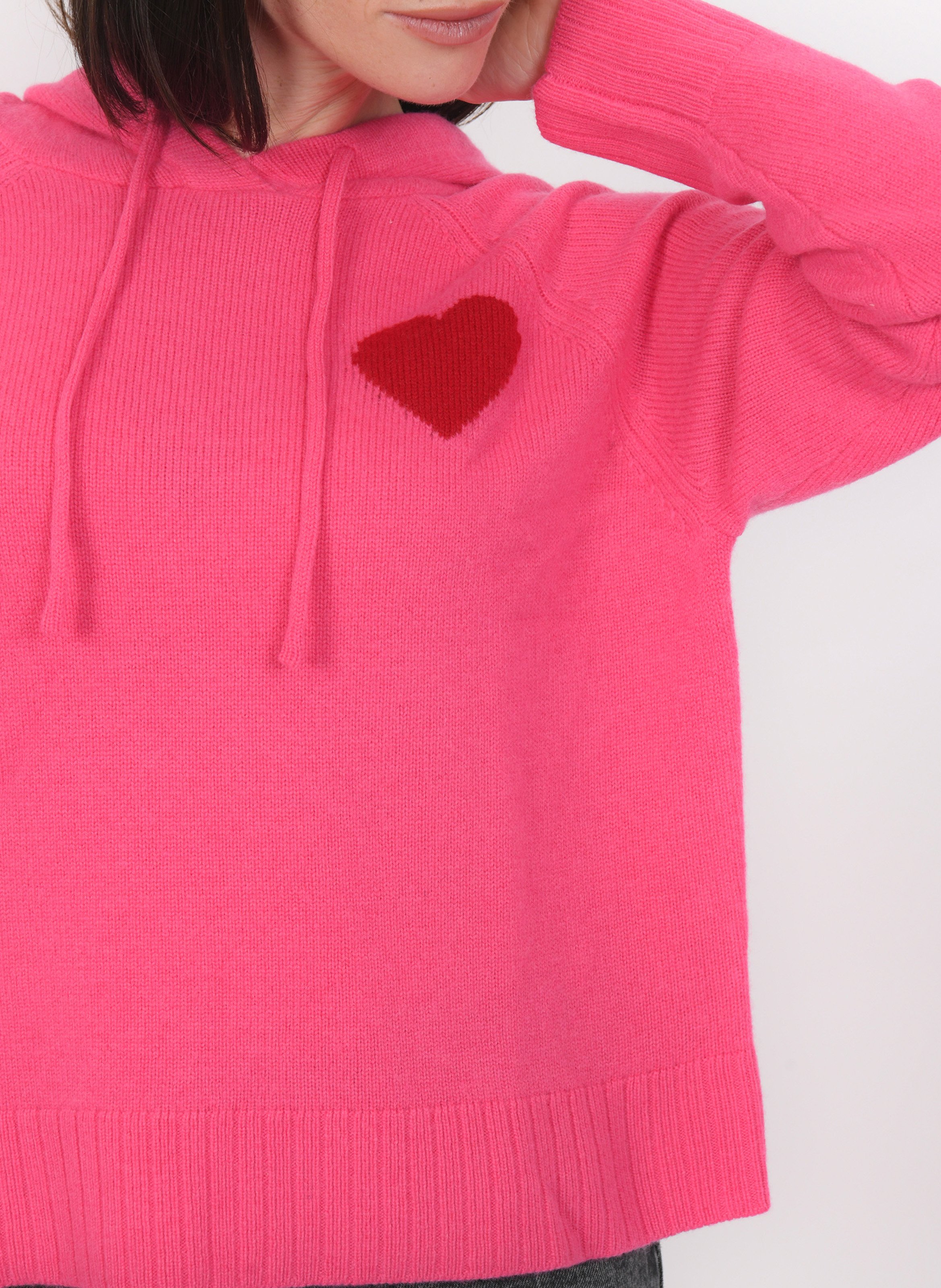Pull oversize à capuche en laine et cachemire KOOKAI Rose