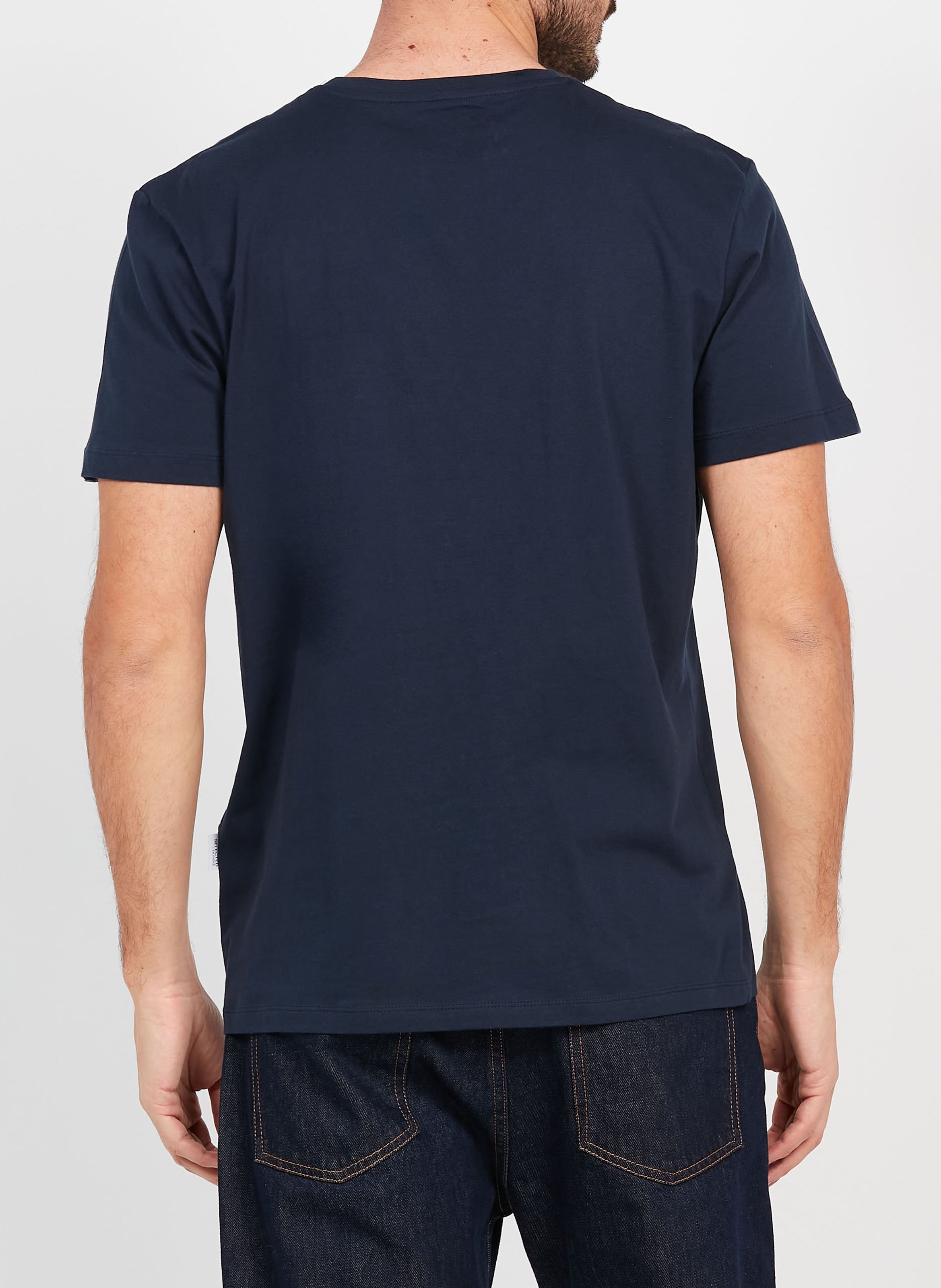 Tee-shirt droit col rond en coton Bleu