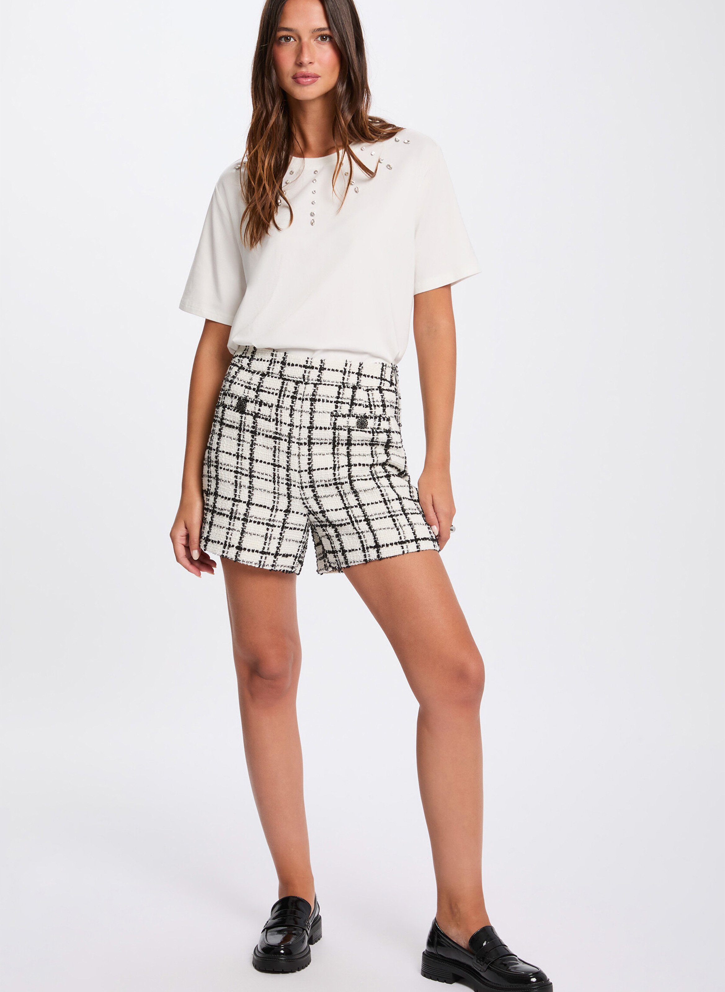 Tee-shirt droit à strass MORGAN Blanc