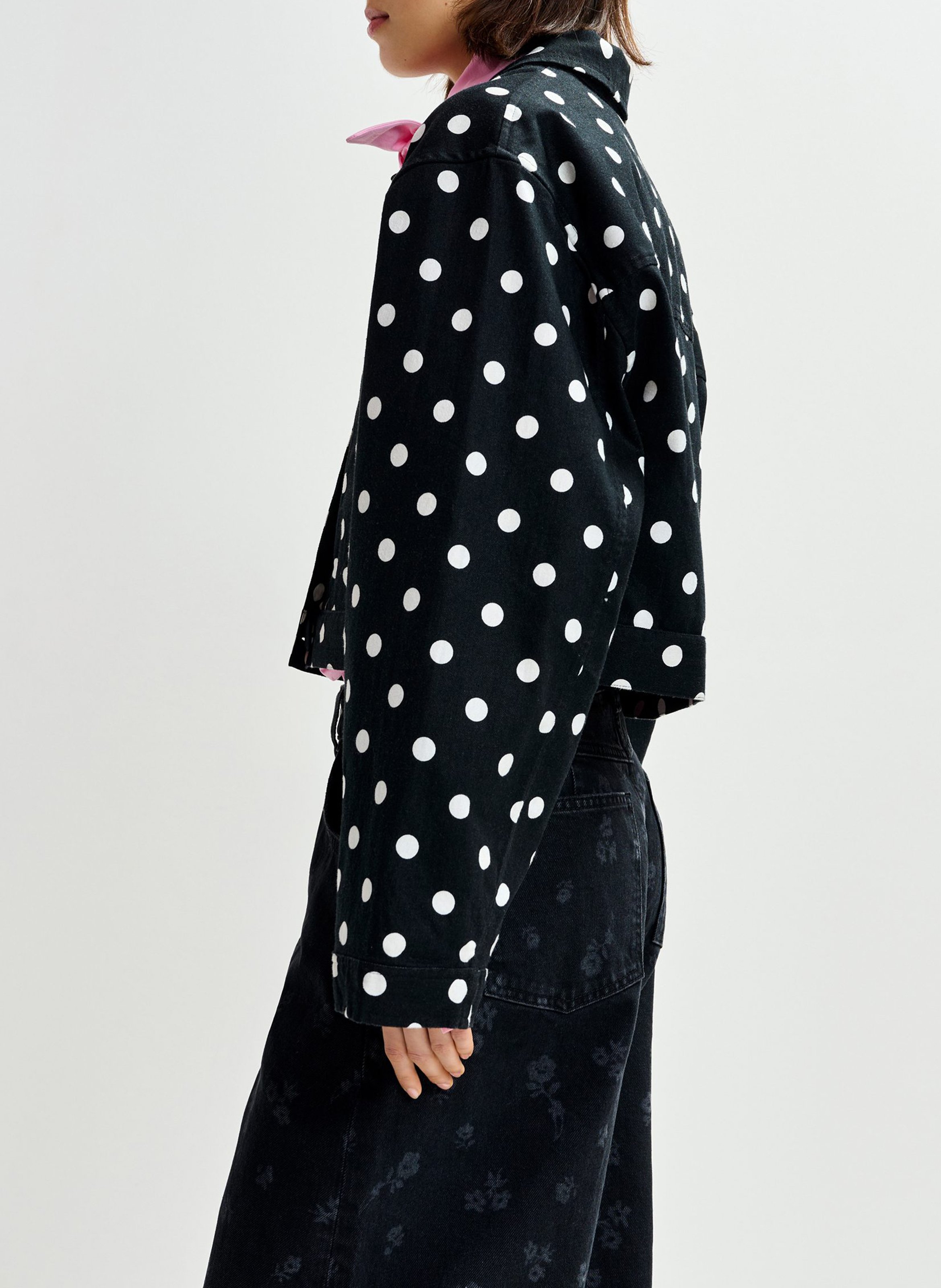 Straight jacket with classic collar in printed cotton ESSENTIEL ANTWERP White