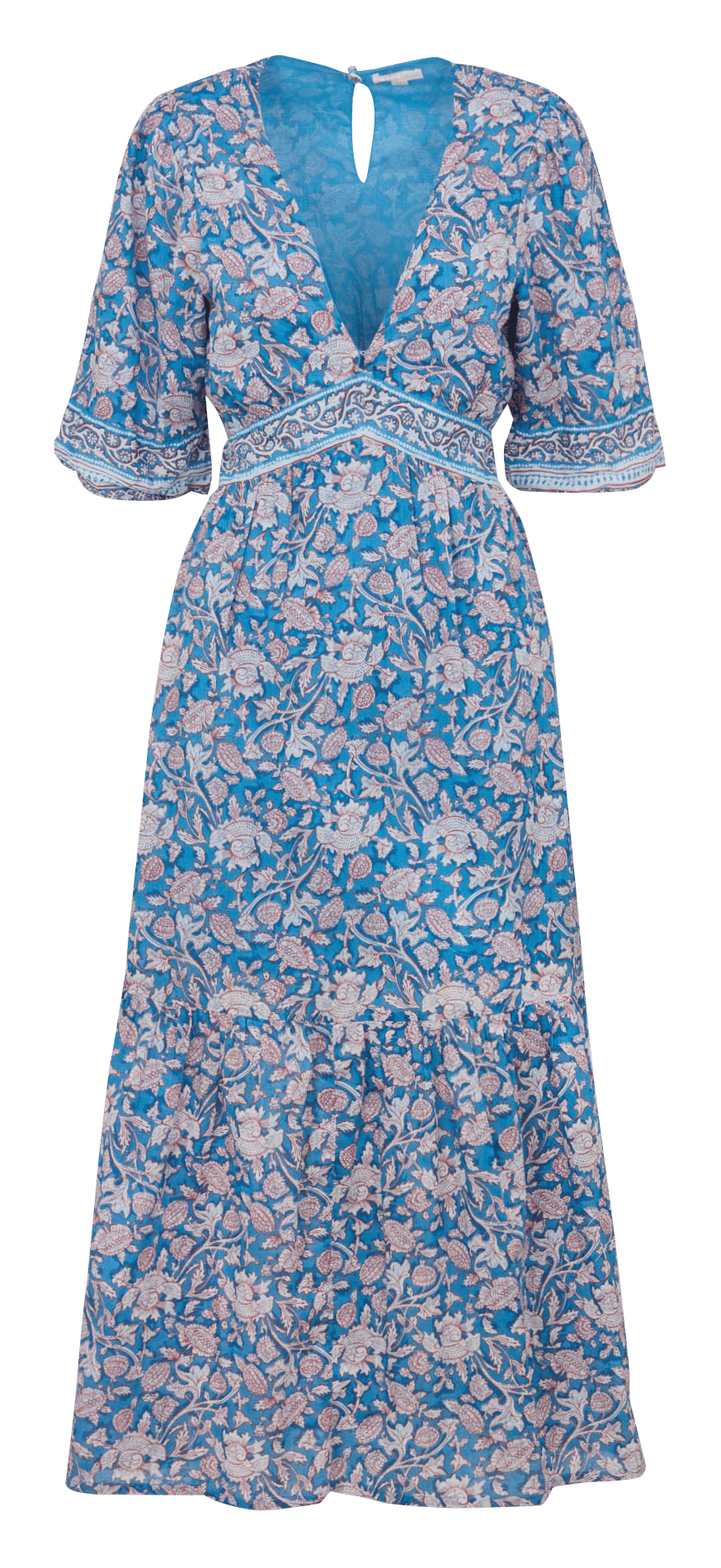 Lange jurk met V-hals en bloemenprint van biologisch katoen LOUISE MISHA Veelkleurig