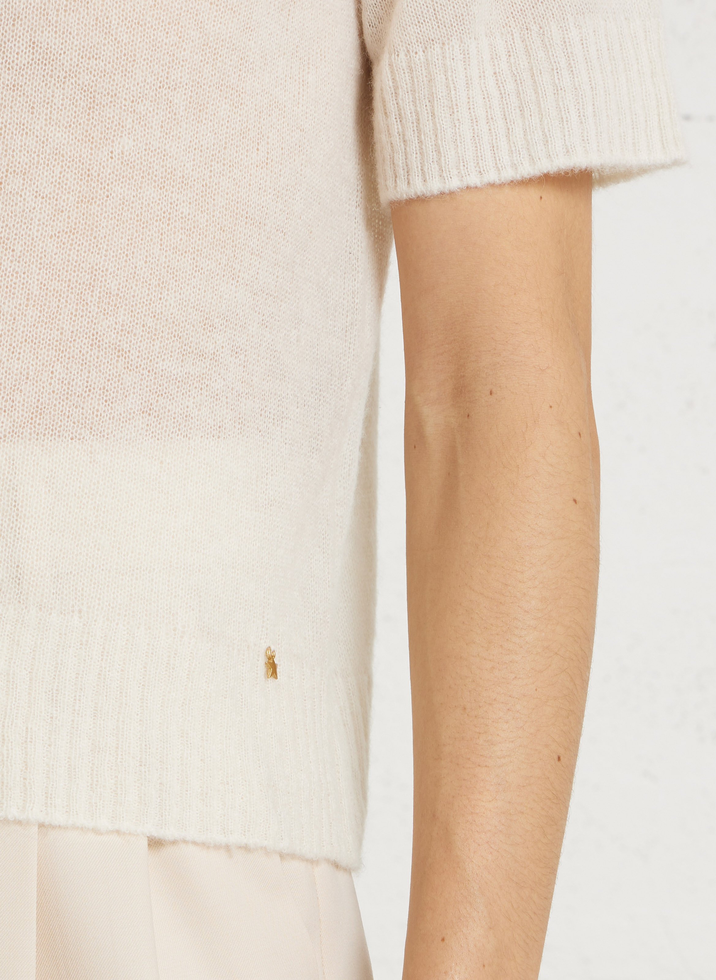 Pull droit col polo en laine mélangée DES PETITS HAUTS Beige