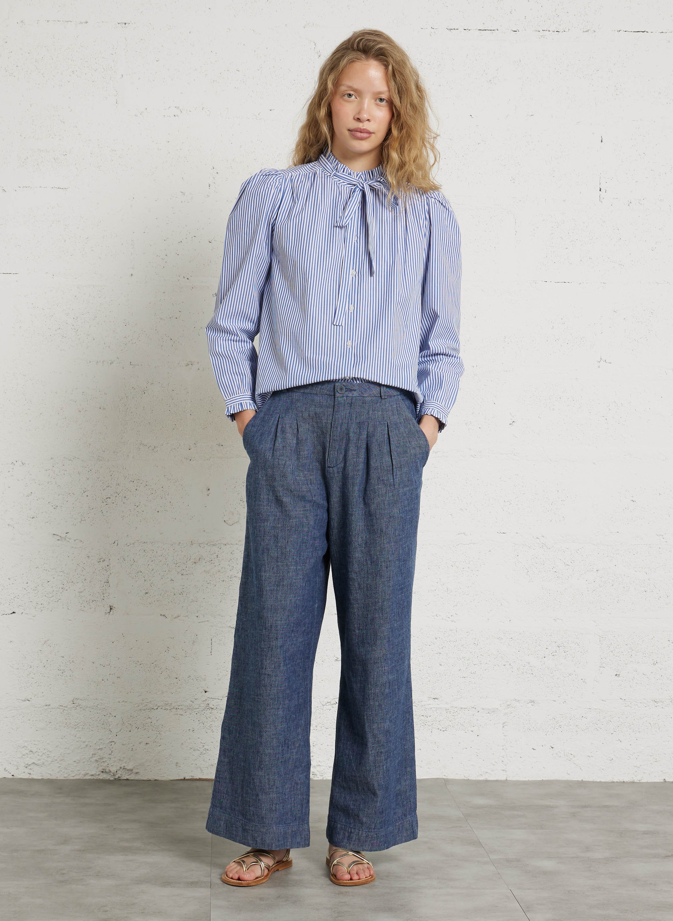 Gestreifte Blusen mit Knöpfen aus Baumwolle EMILE ET IDA Blau