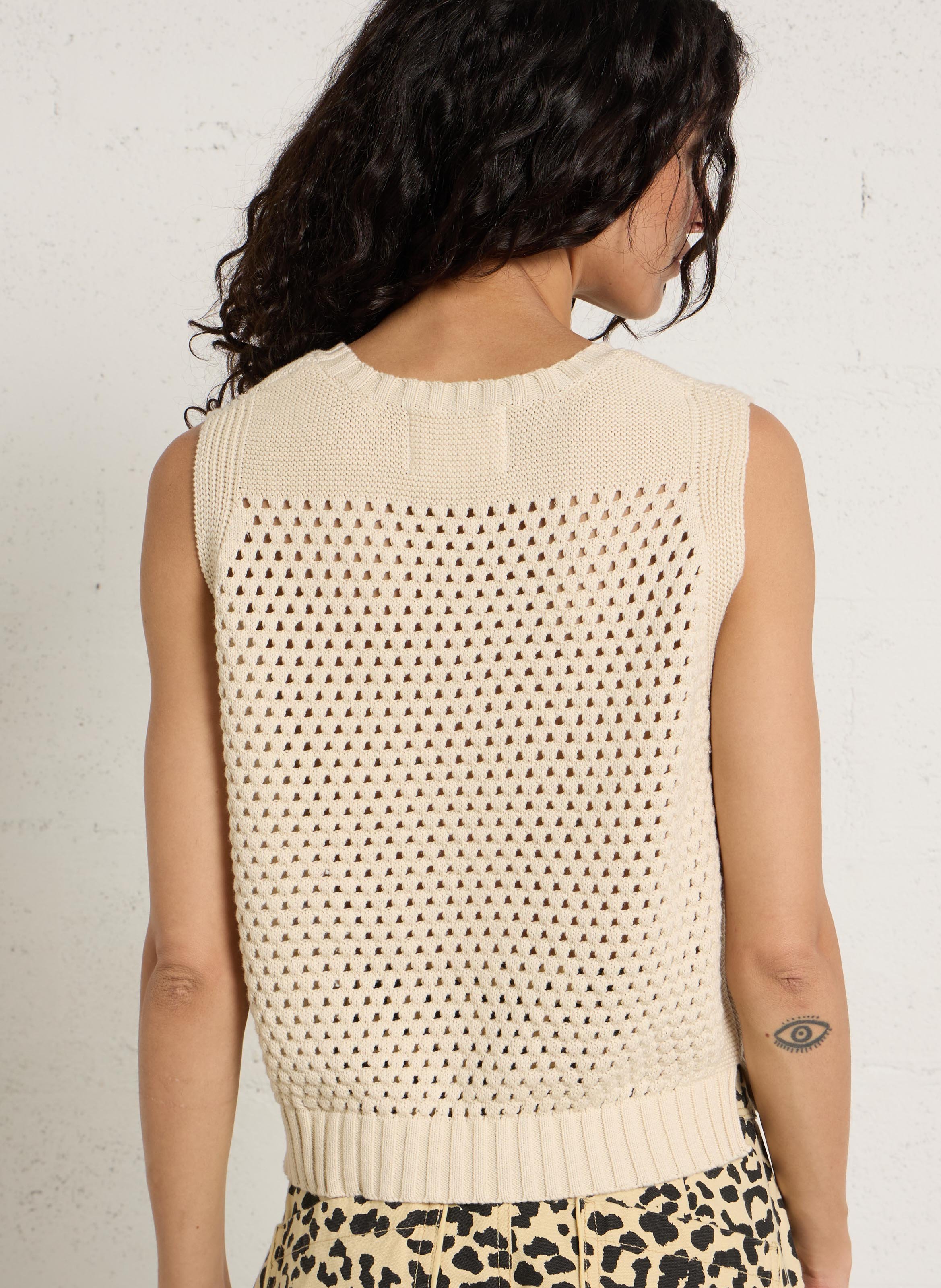 Pull en maille en coton LEON & HARPER Beige