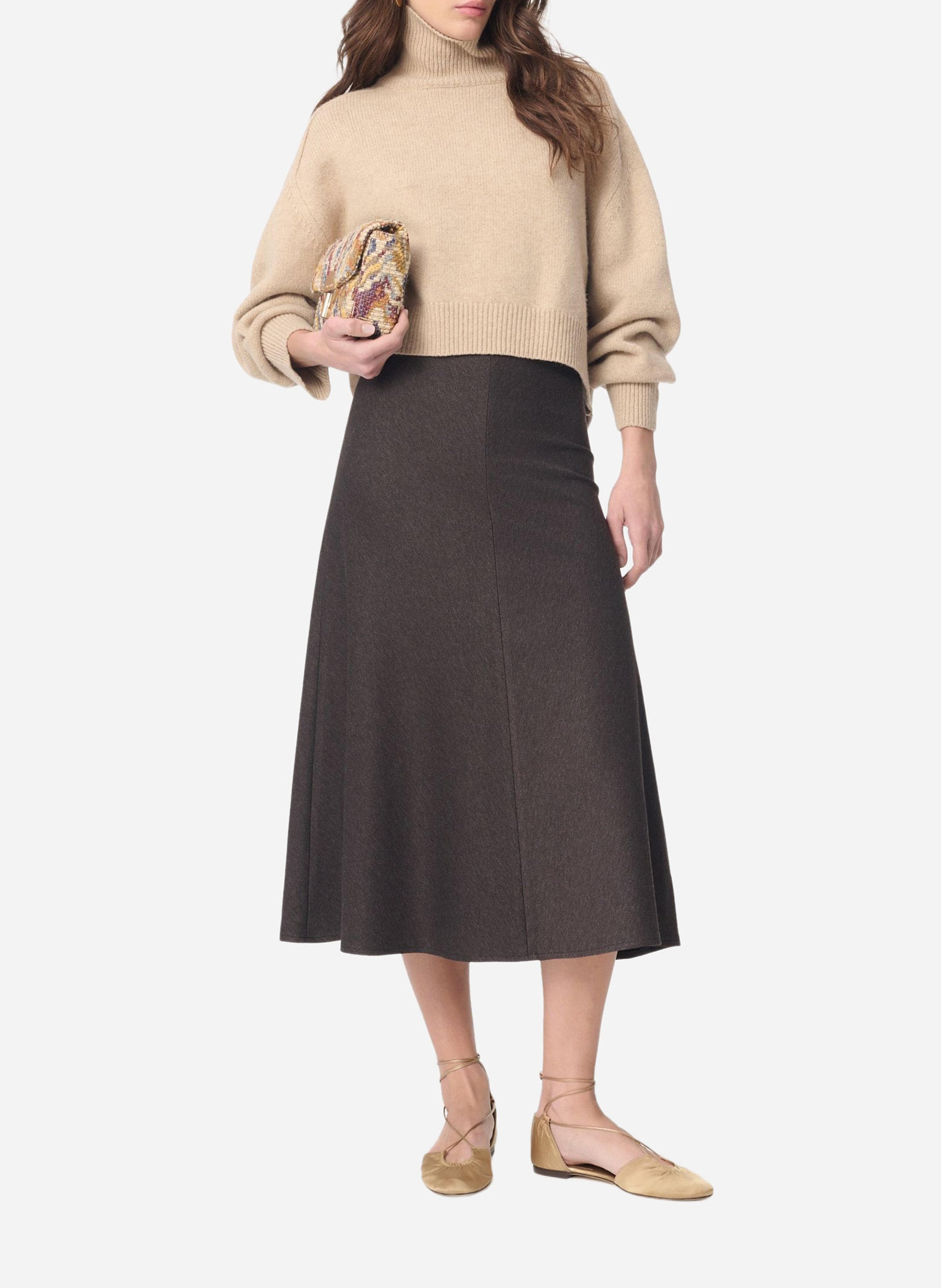 High-waisted midi skirt VANESSA BRUNO Brown