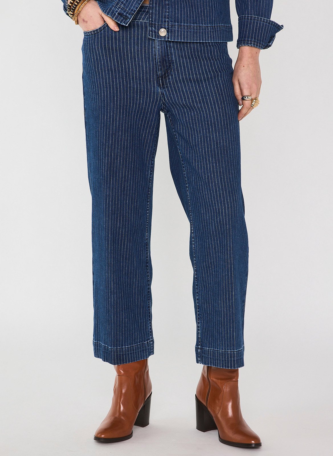 Jean droit rayé MAISON 123 Bleu