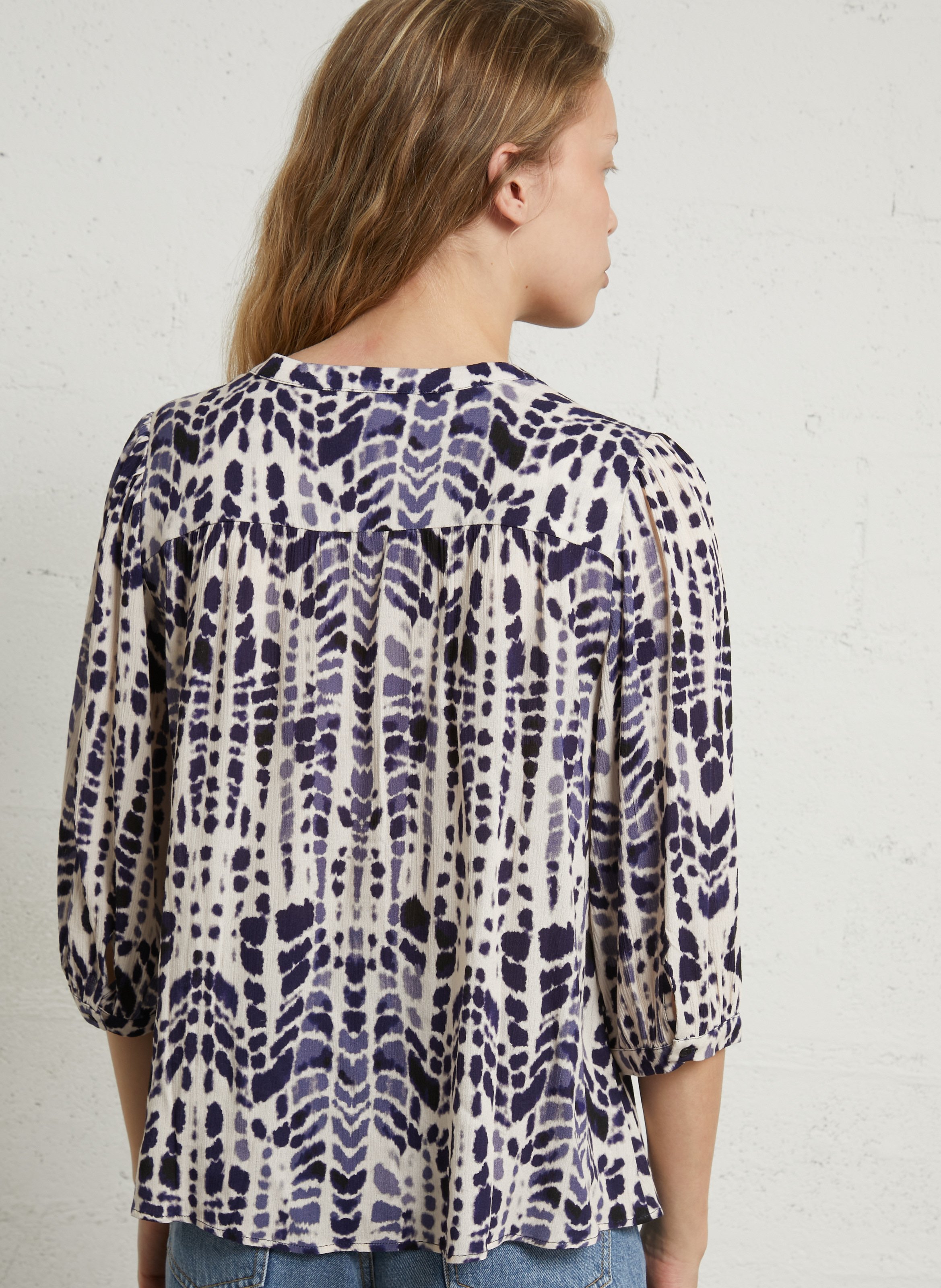 Top imprimé col tunisien SUD EXPRESS Beige