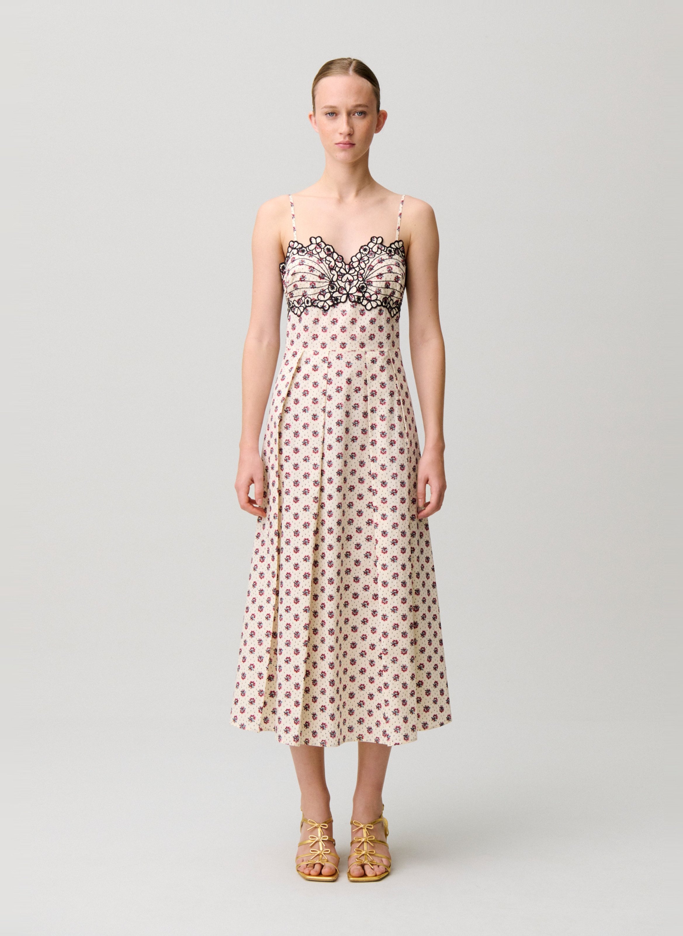 Robe midi imprimée à bretelles CLAUDIE PIERLOT Multicolore